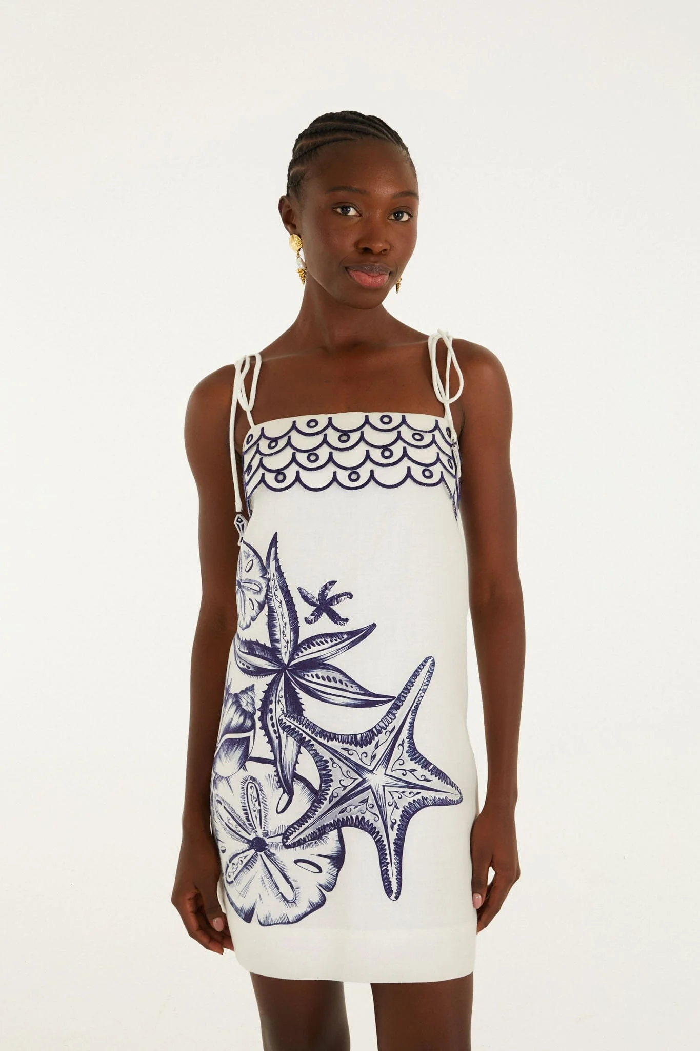 Off-White Coast Stars Euroflax Premium Linen Mini Dress - Image 4