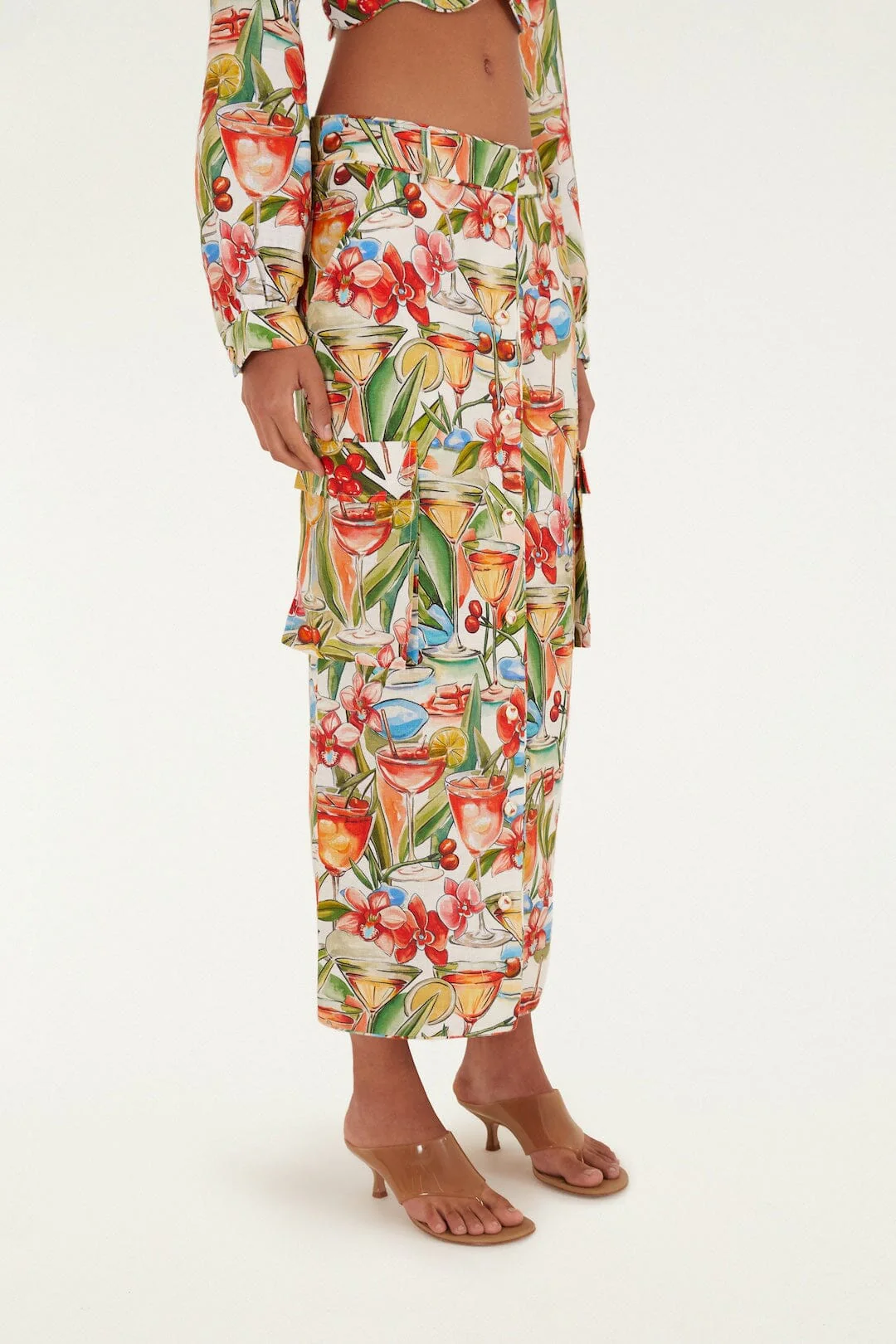 Off-White Sand Cocktail Euroflax™ Premium Linen Midi Skirt - Image 4