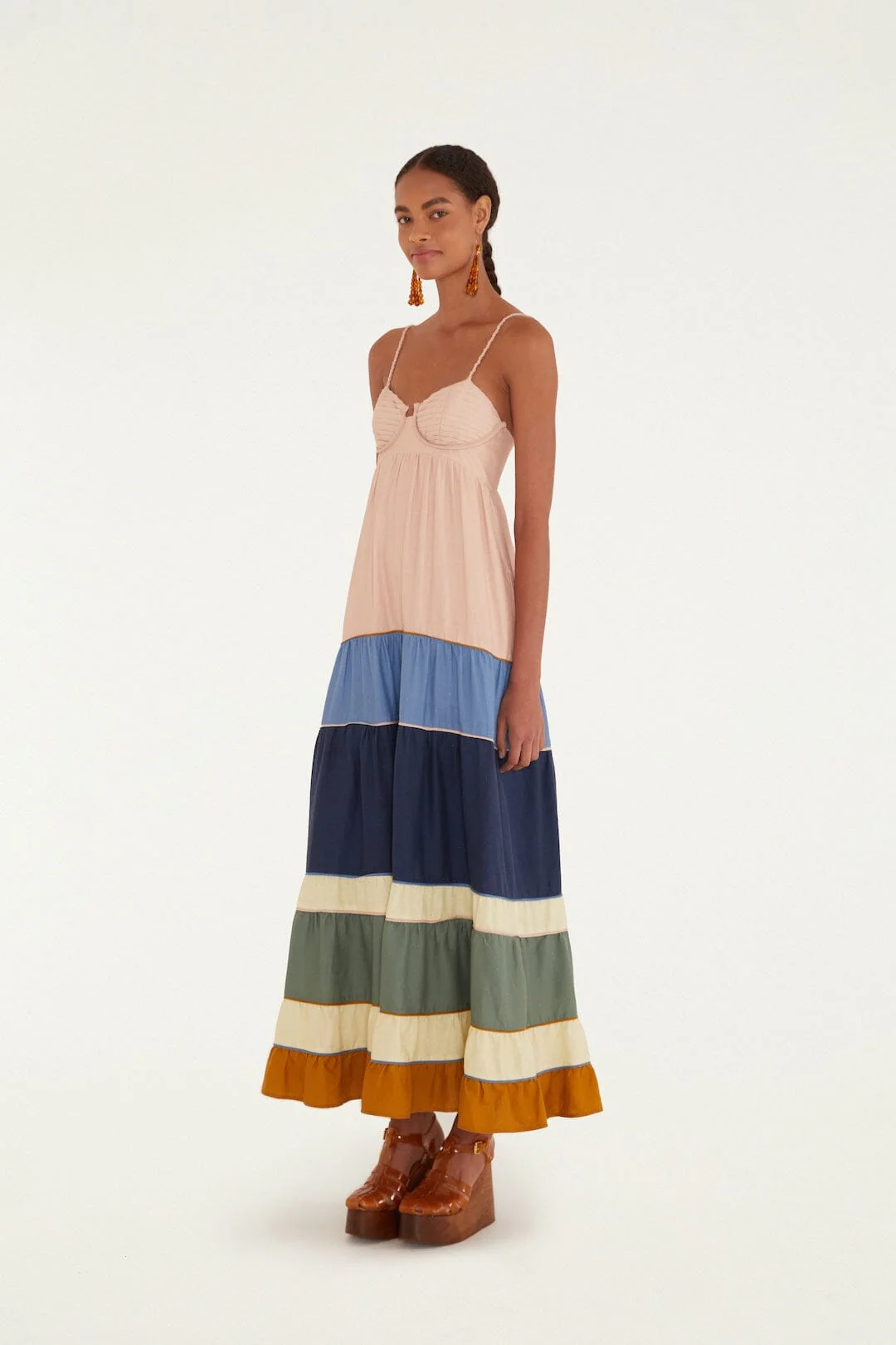 Multicolor Pleats Lenzing™ Ecovero™ Euroflax™ Maxi Dress - Image 5