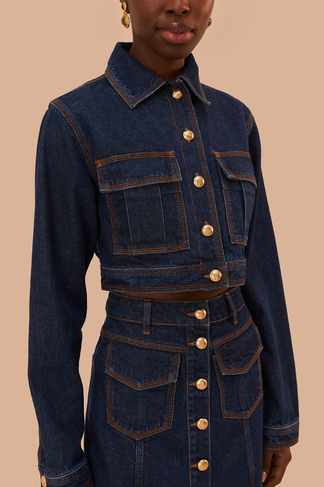Dark Denim Cropped Jacket - Image 3