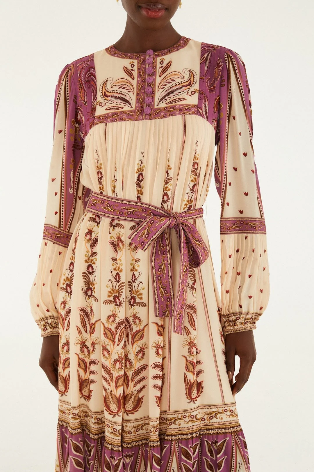 Delicate Ainika Sand Long Sleeve Maxi Dress - Image 2