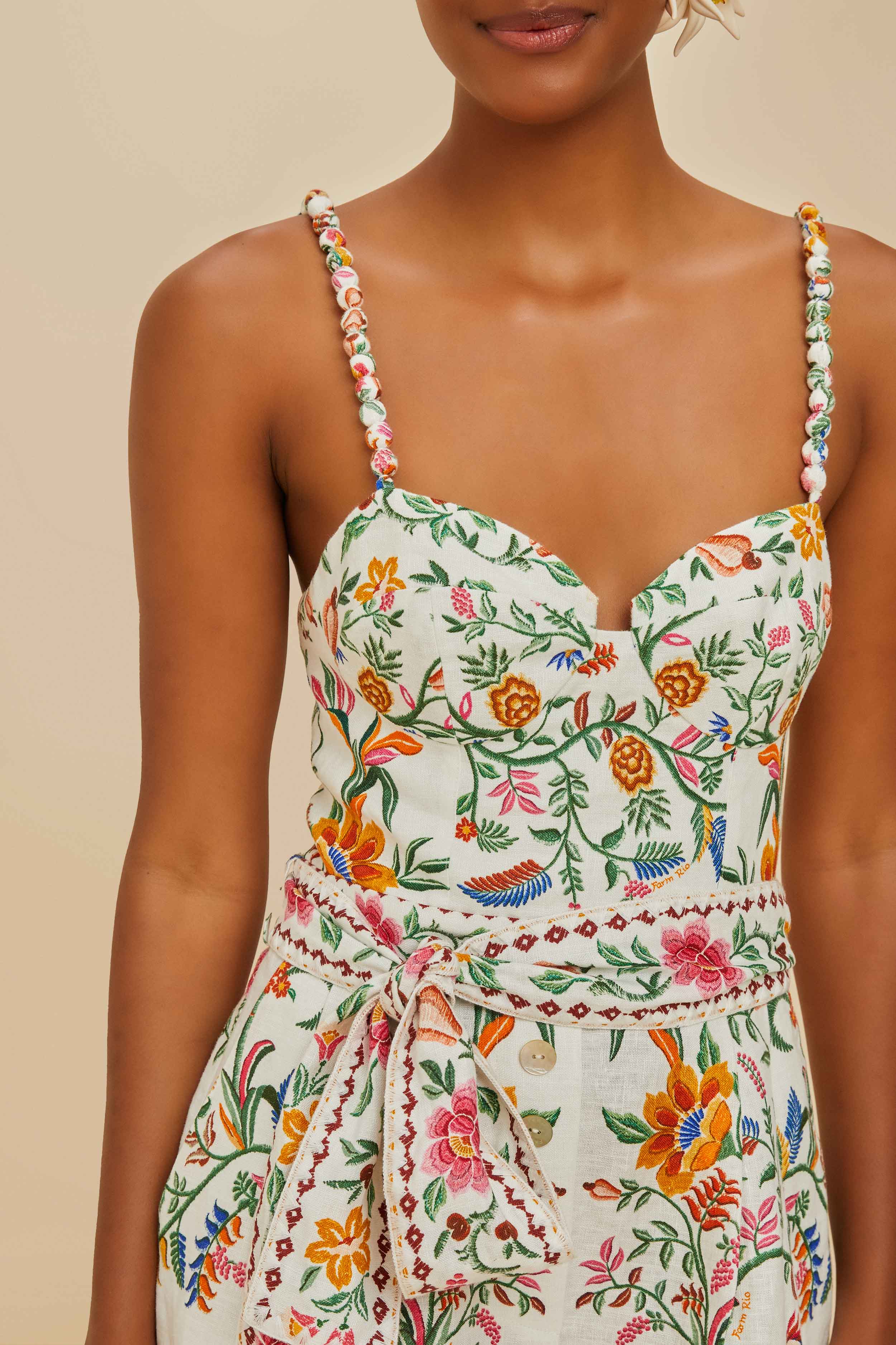 Off-White Delicate Forest Euroflax™ Premium Linen Romper - Image 3