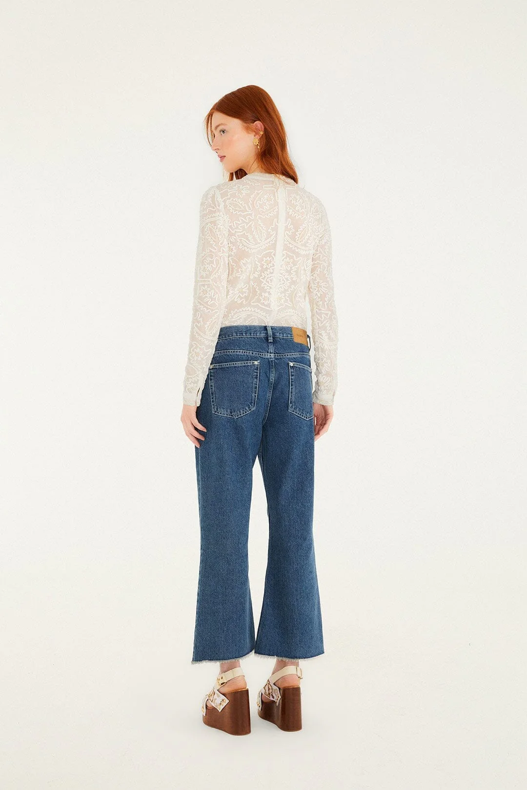 Denim Cornely Embroidered Cropped Pants - Image 3