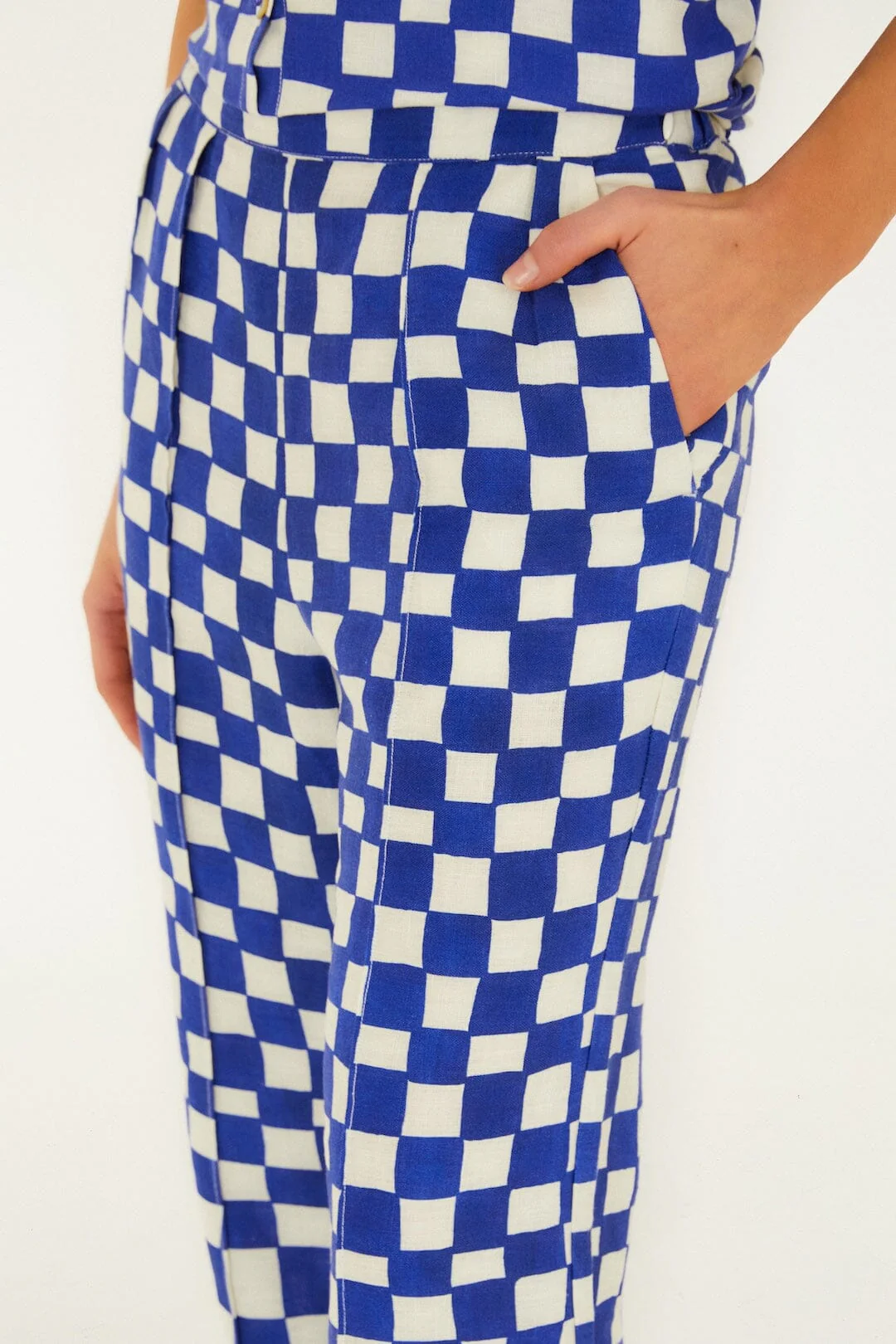 Blue Dream Checkered Lenzing™ Ecovero™ Euroflax™ Pants - Image 4
