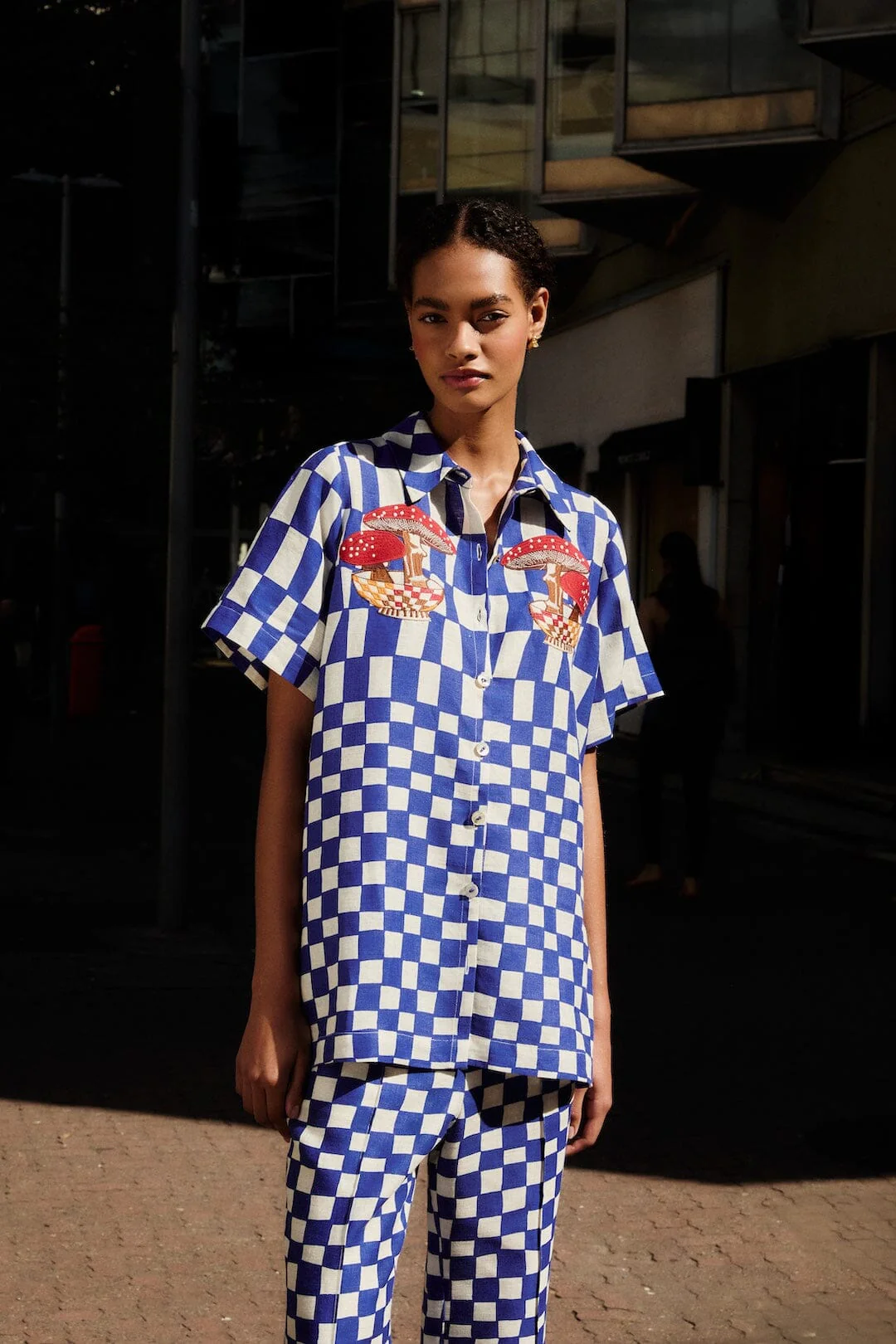 Blue Dream Checkered Short Sleeve Lenzing™ Ecovero™ Euroflax™ Shirt