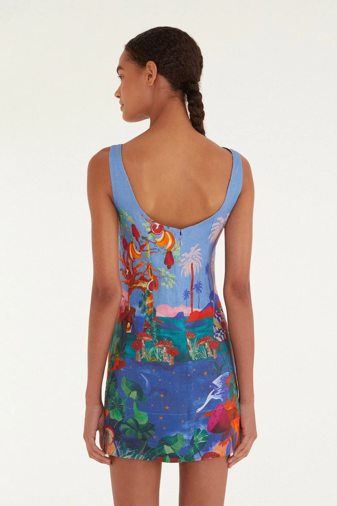 Multicolor Dream Landscape Euroflax™ Premium Linen Mini Dress - Image 3