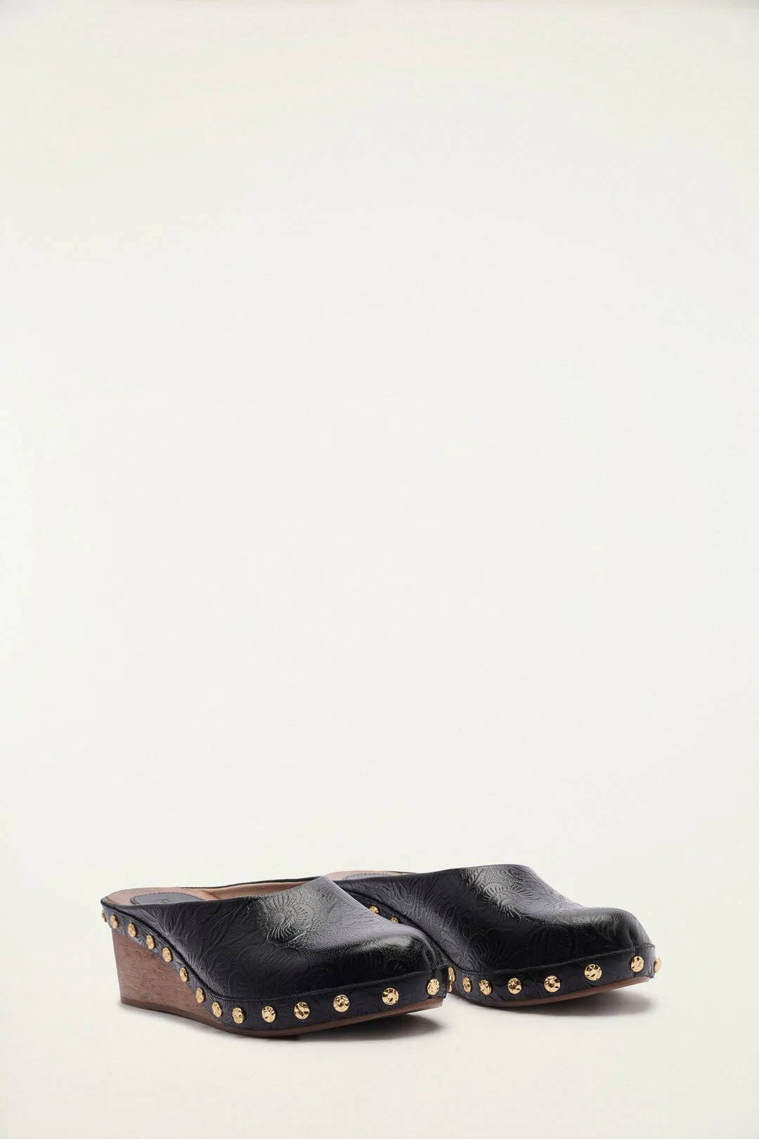 Black Embossed Wedge Clog - Image 7