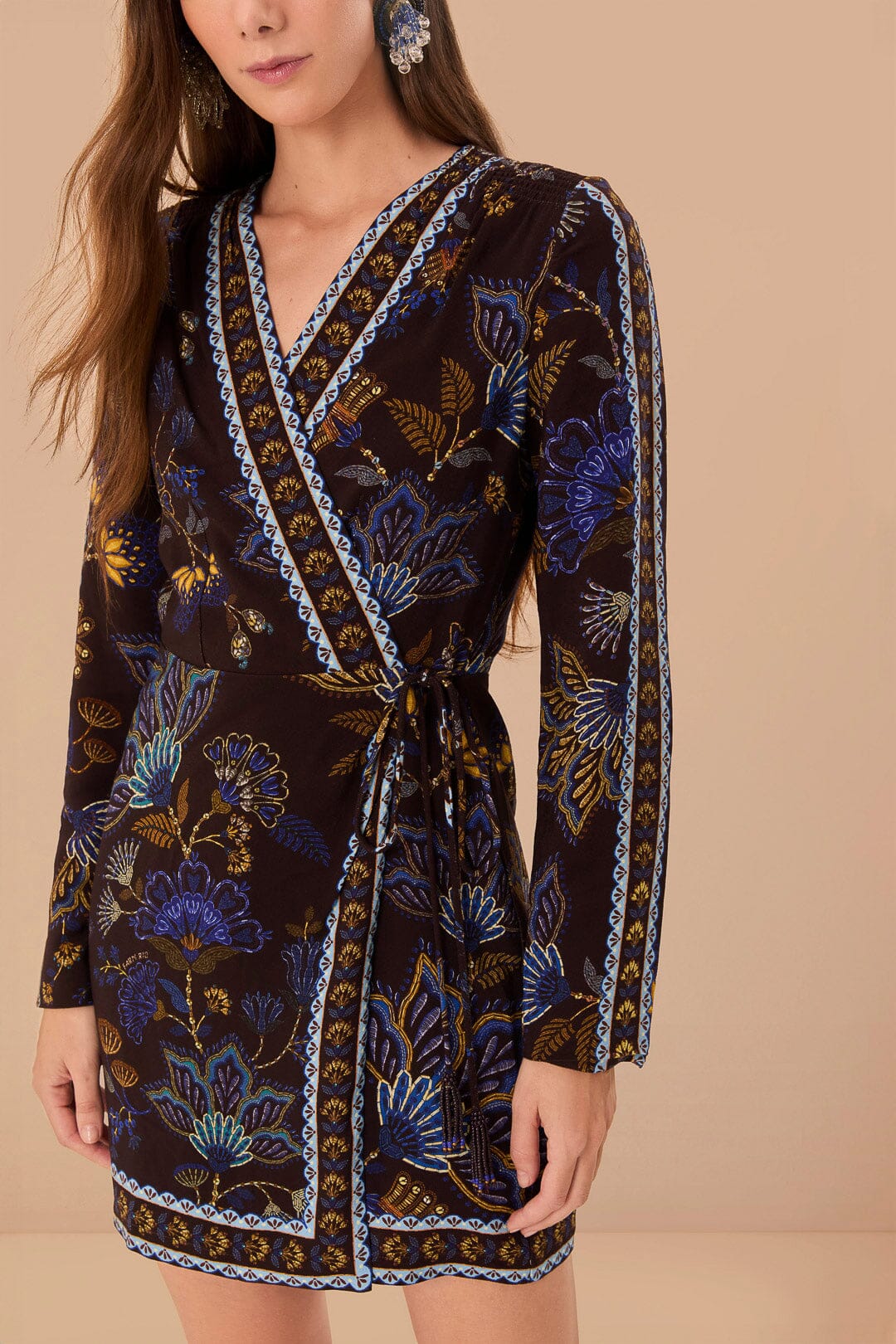 Brown Garden LENZING™ ECOVERO™ Viscose Wrap Mini Dress - Image 2