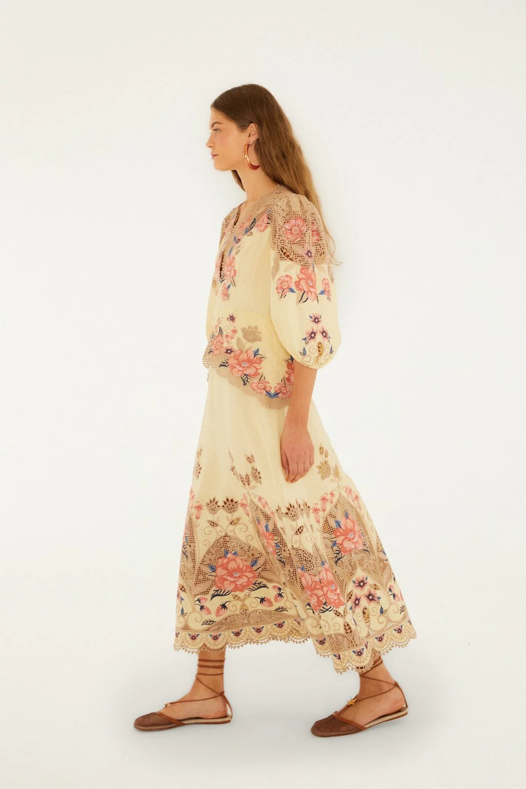 Butter Yellow Embroidered Lenzing™ Ecovero™ Euroflax™ Midi Dress - Image 5