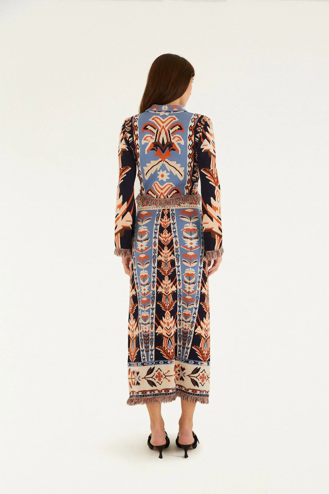 Multicolor Tapestry Fringes Knit Skirt - Image 3