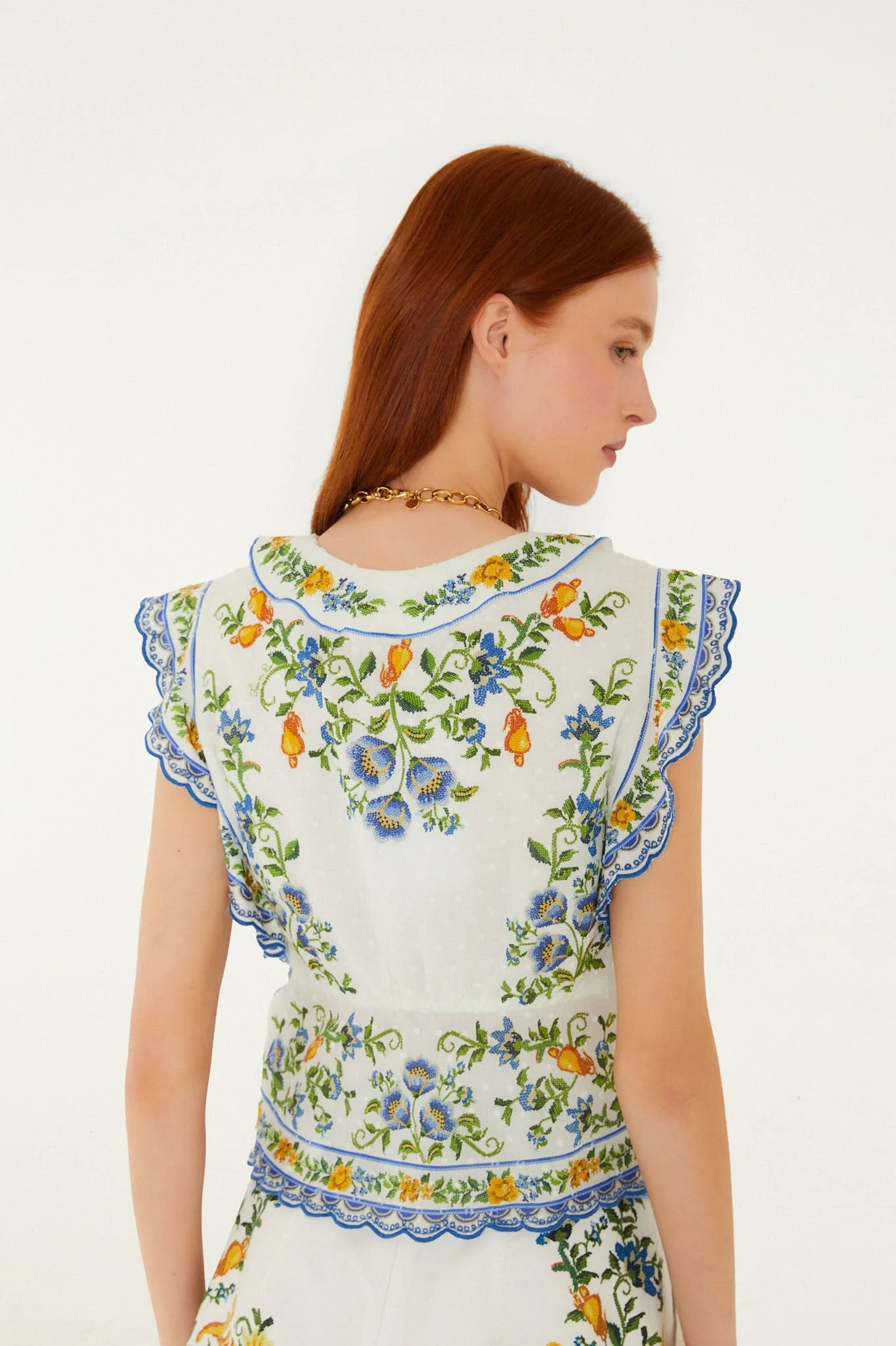 Off-White Emily Floral Tapestry Drawstring Blouse - Image 4