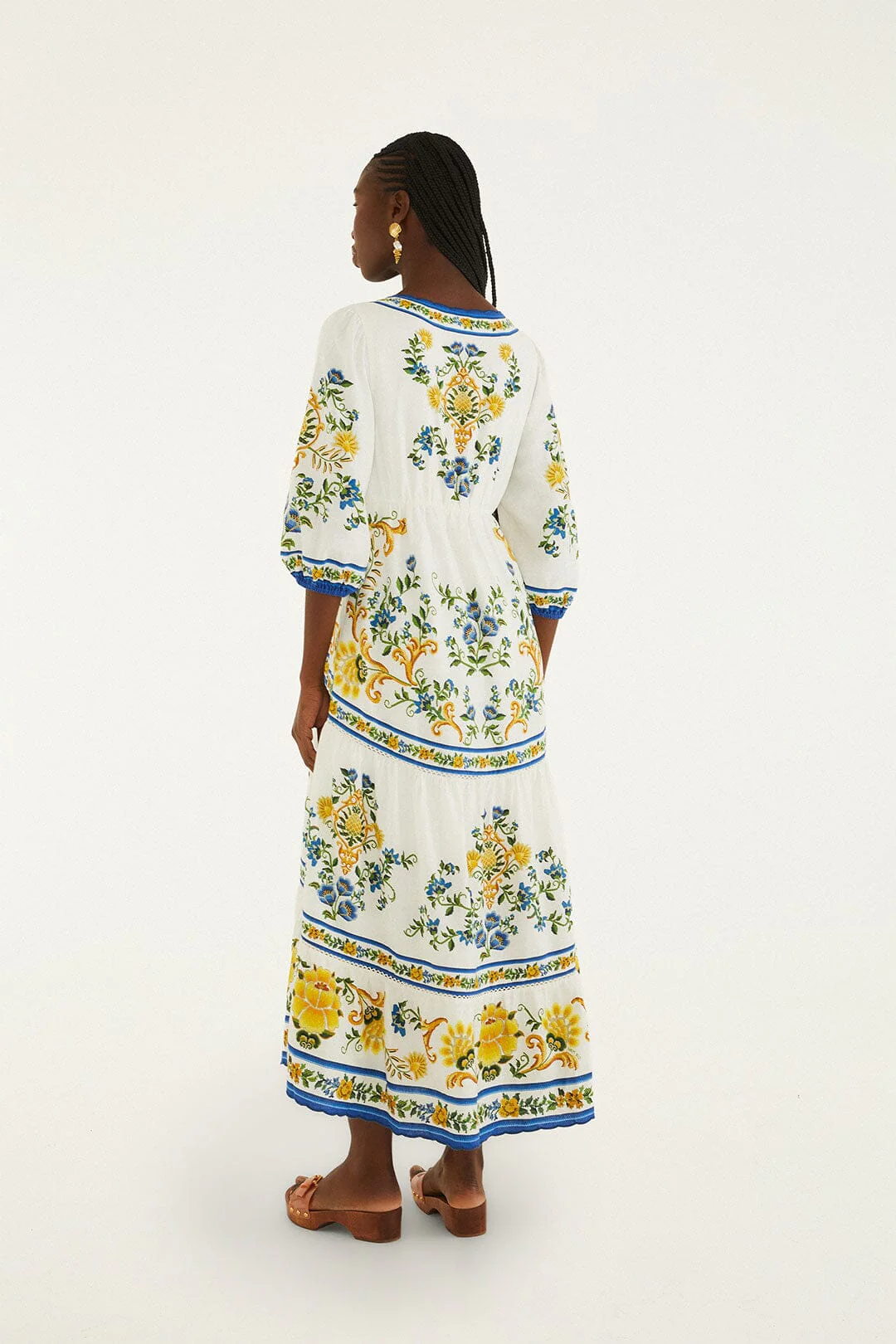 Off-White Emily Floral Tapestry Drawstring Midi Dress - Image 3