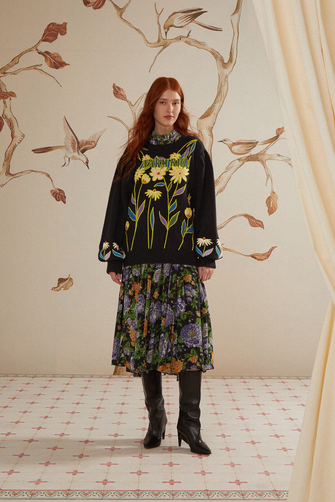 Black Farm Rio Flowers Embroidered Knit Sweater - Image 3