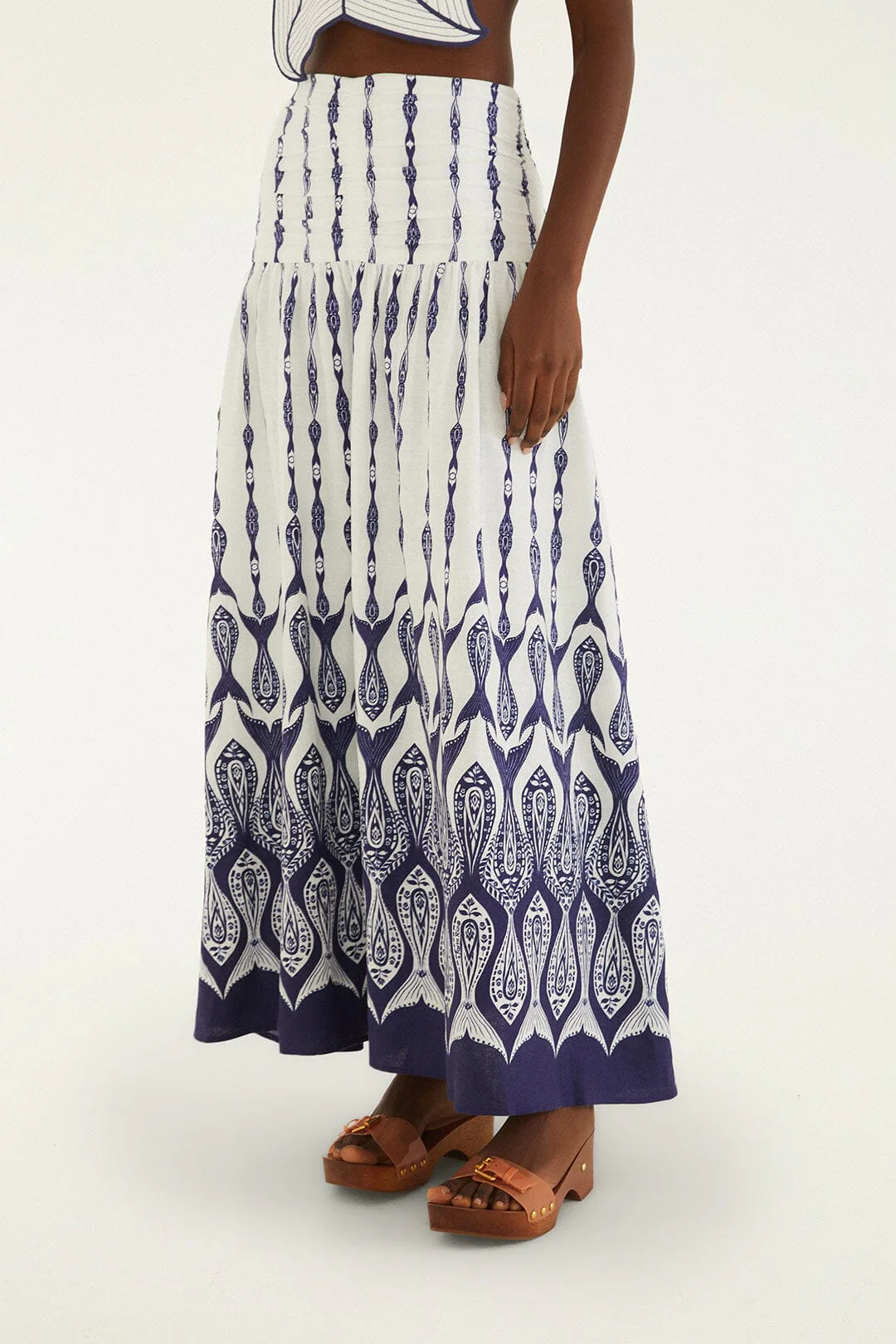 Off-White Fishes Flow Lenzing Ecovero Euroflax Maxi Skirt - Image 2