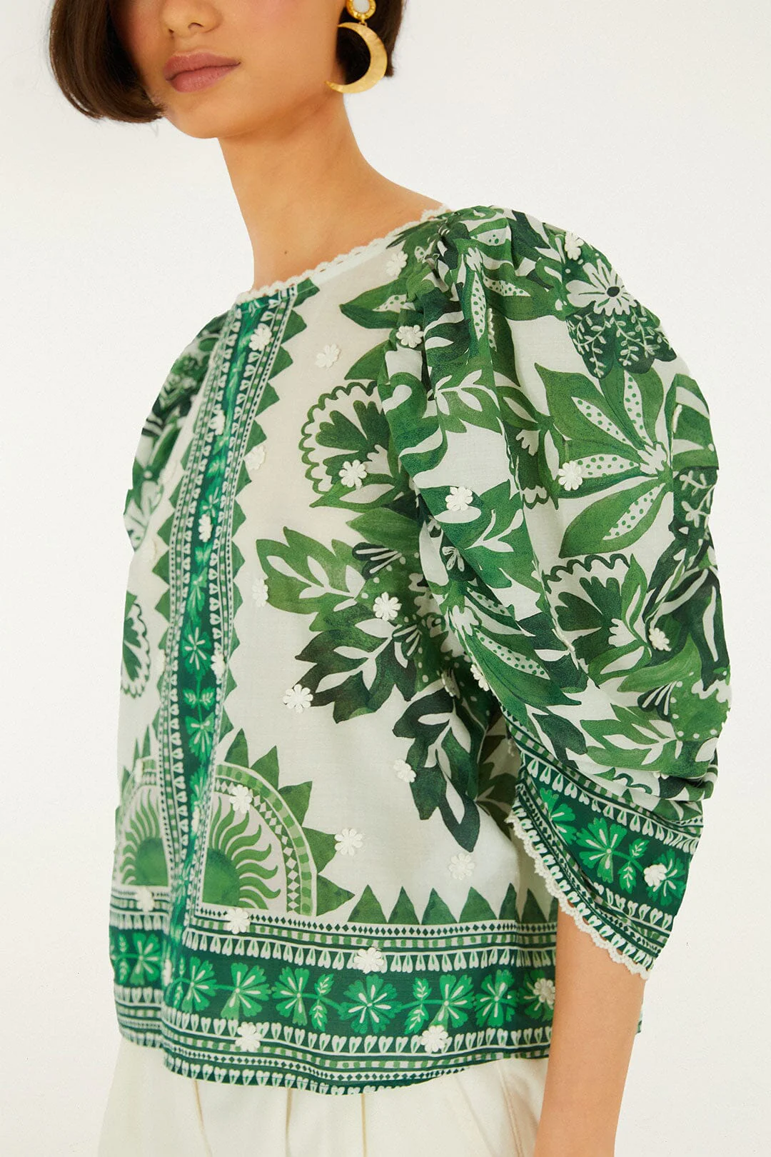 Green Flora Tapestry Blouse - Image 2