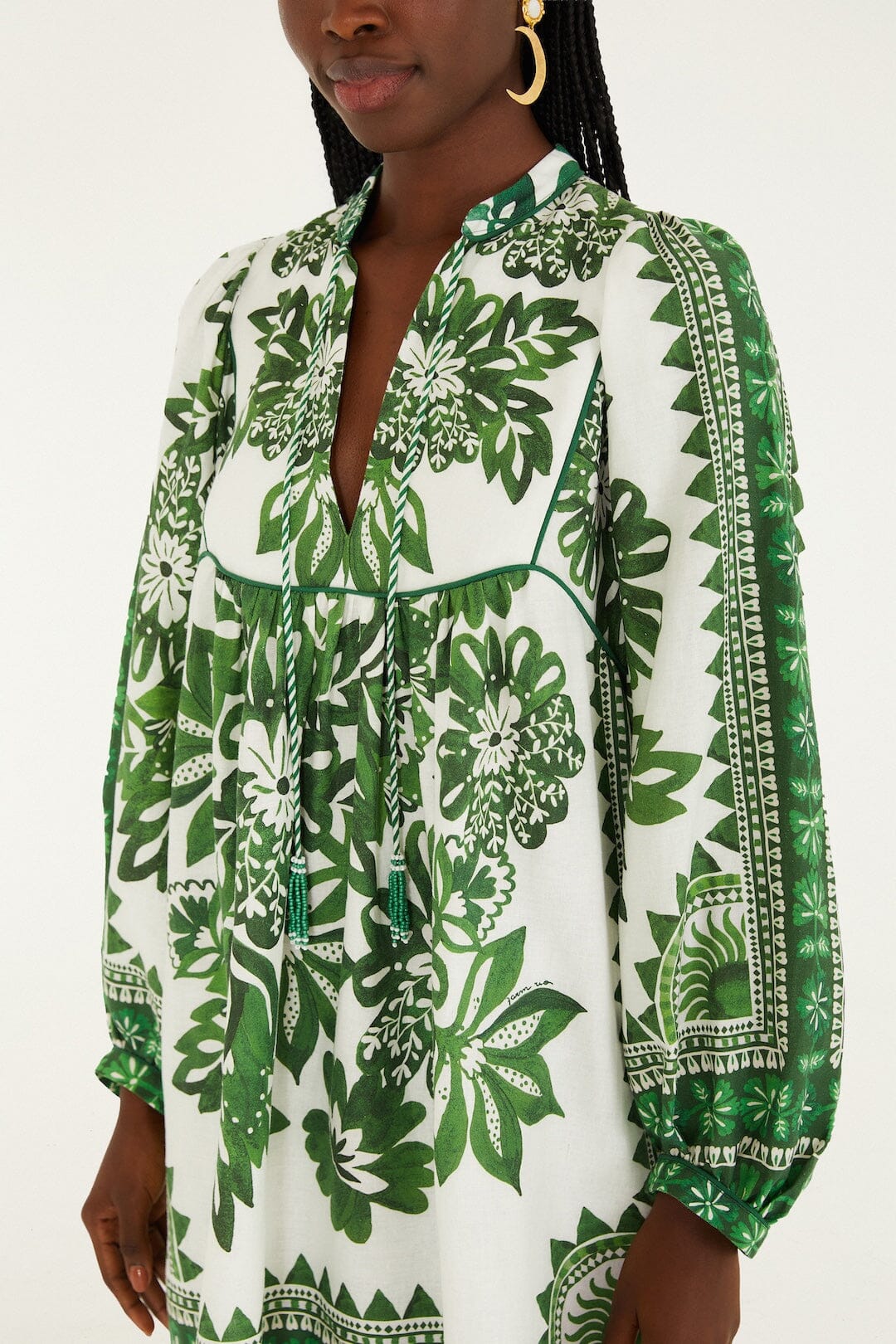 Green Flora Tapestry Lenzing™ Ecovero™ Euroflax™ Mini Dress - Image 2
