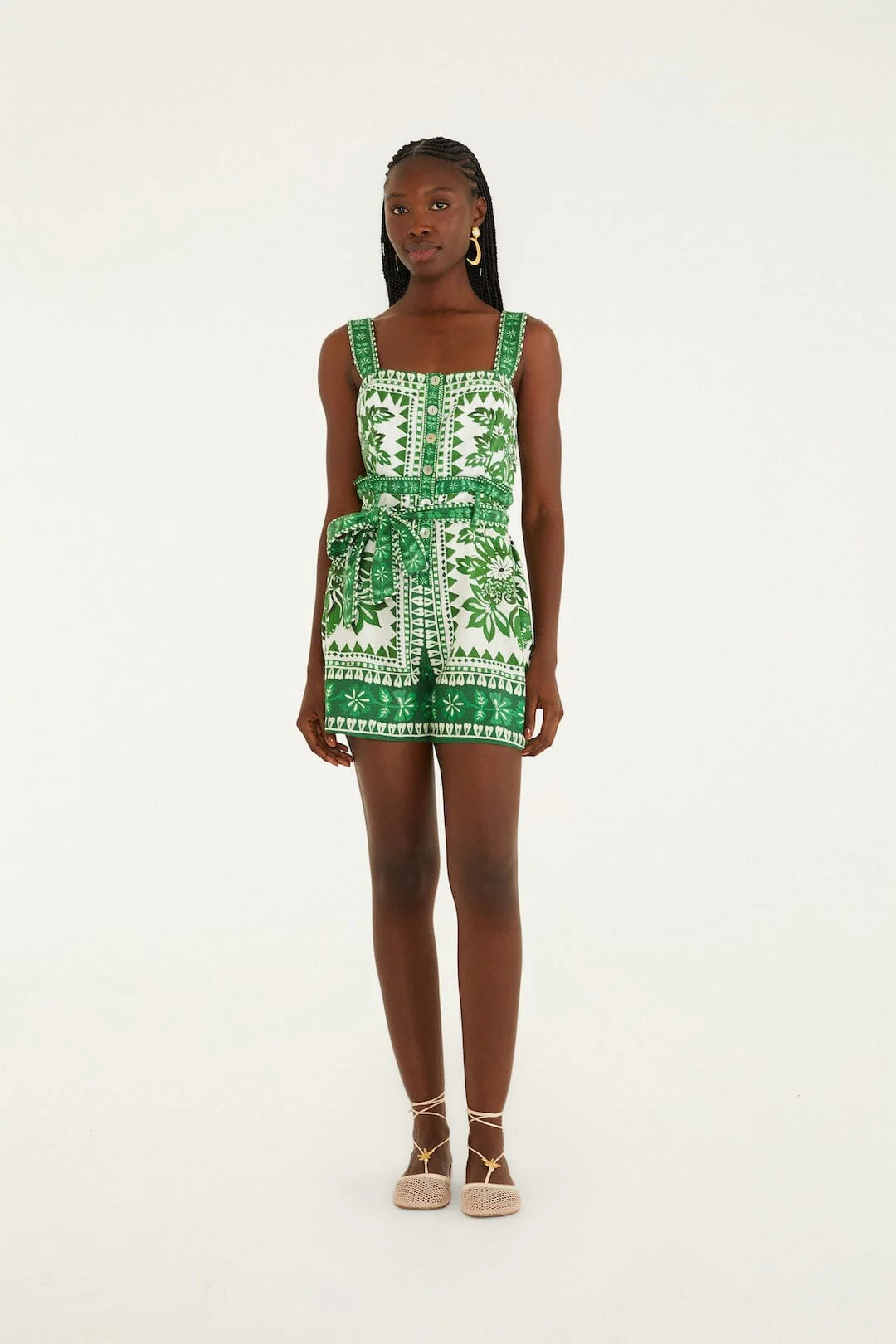 Green Flora Tapestry Lenzing™ Ecovero™ Euroflax™ Romper - Image 4