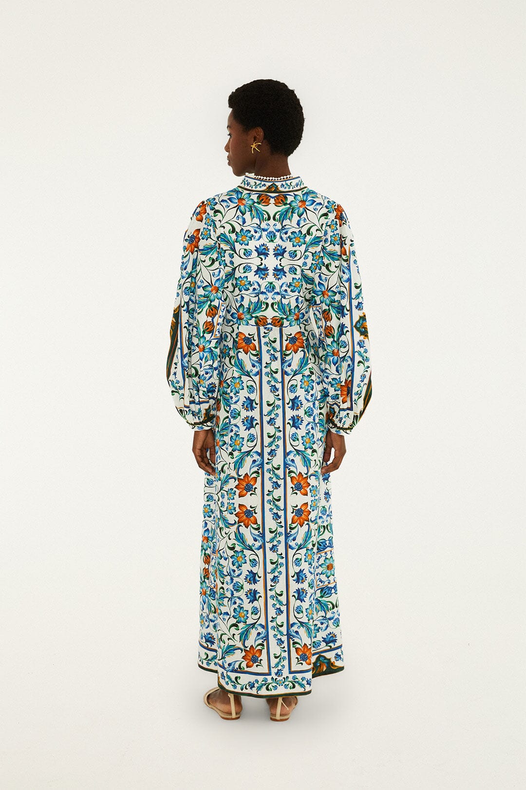 Off-White Flora Tile Lenzing™ Ecovero™ Euroflax™ Maxi Dress - Image 3
