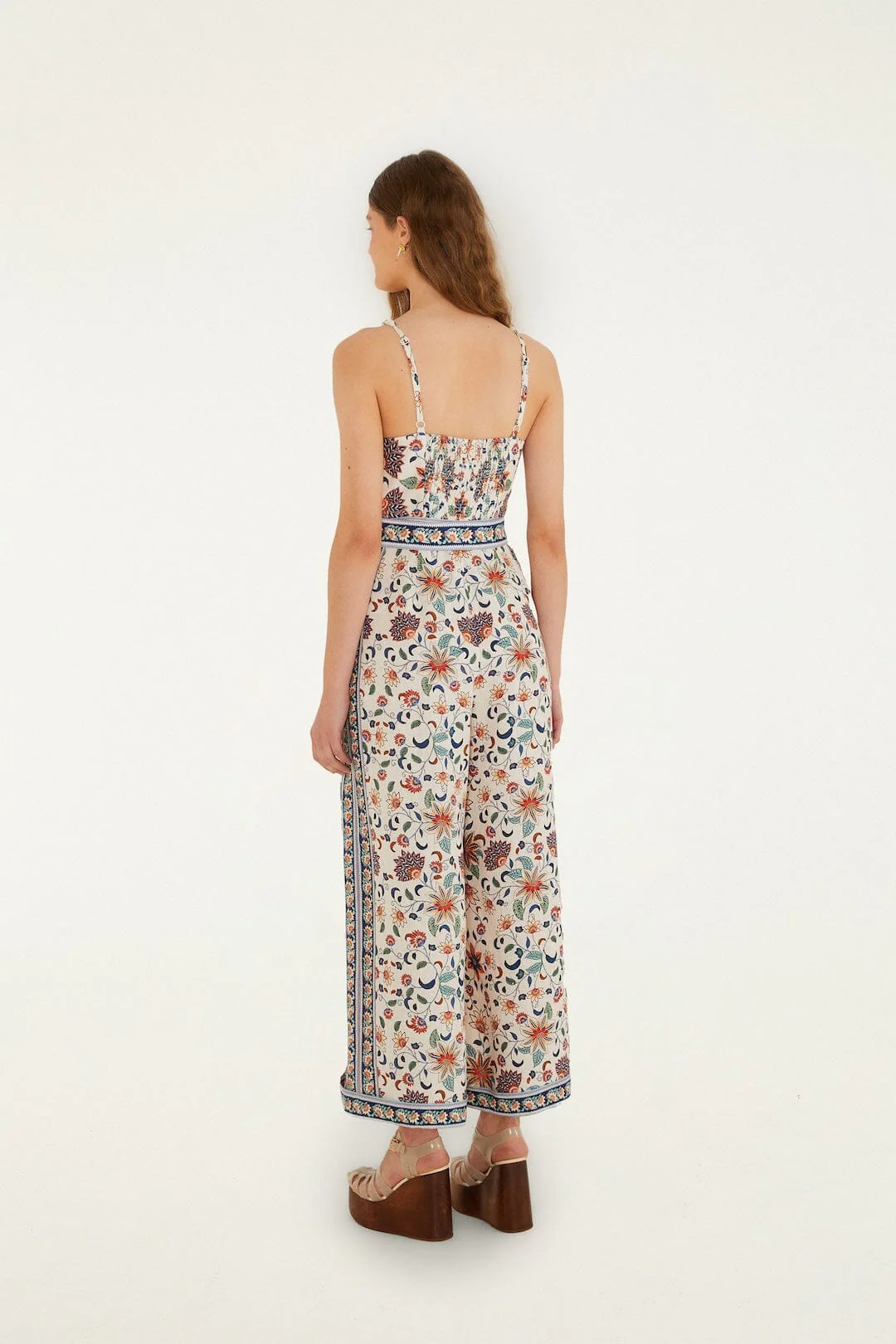 Soft Pink Floral Delhi Tapestry Belted Jumpsuit - Image 3