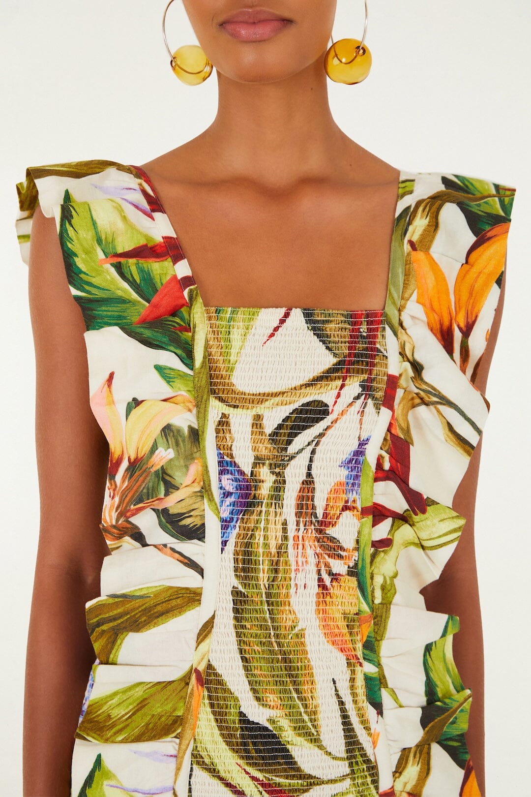 Sand Florart Lenzing™ Ecovero™ Euroflax™ Short Sleeve Mini Dress - Image 2
