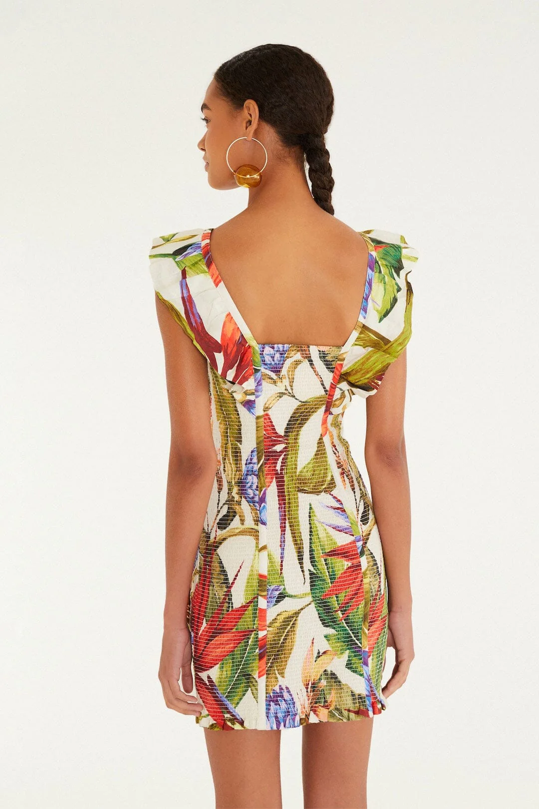 Sand Florart Lenzing™ Ecovero™ Euroflax™ Short Sleeve Mini Dress - Image 3