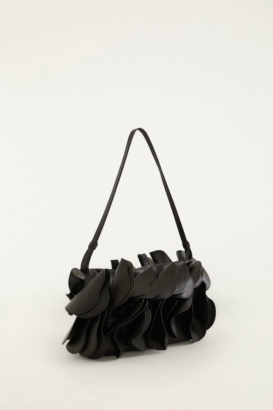 Black Leather Shoulder Flower Bag - Image 3