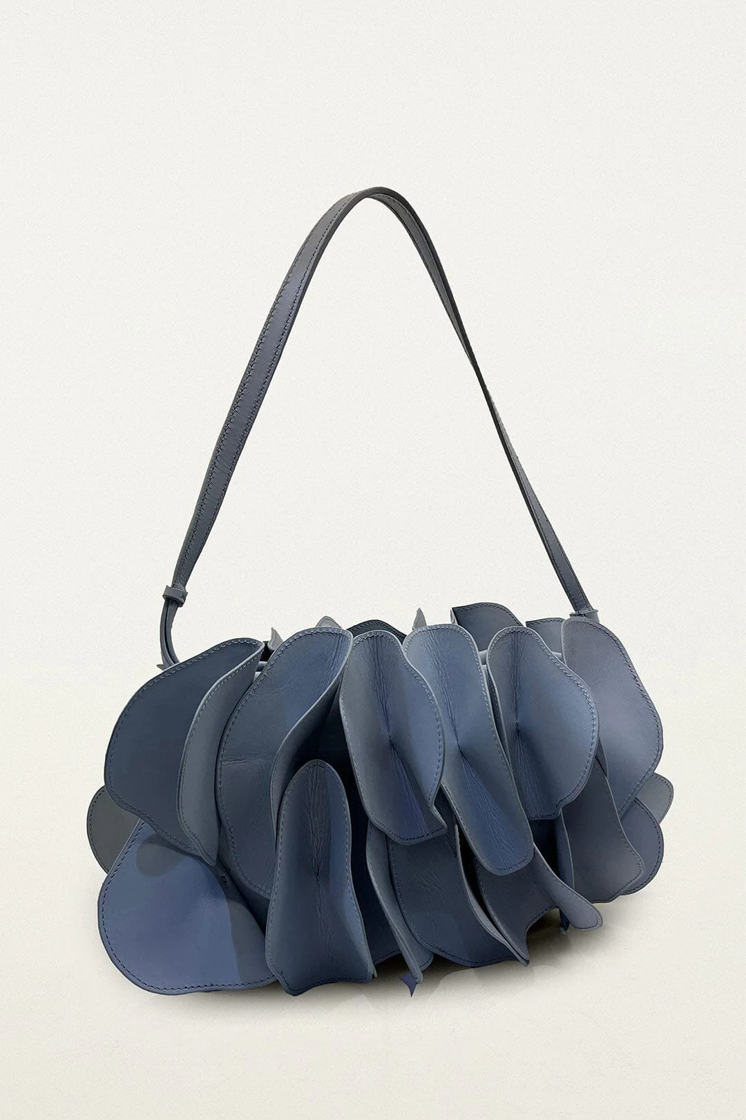 Blue Leather Shoulder Flower Bag - Image 2
