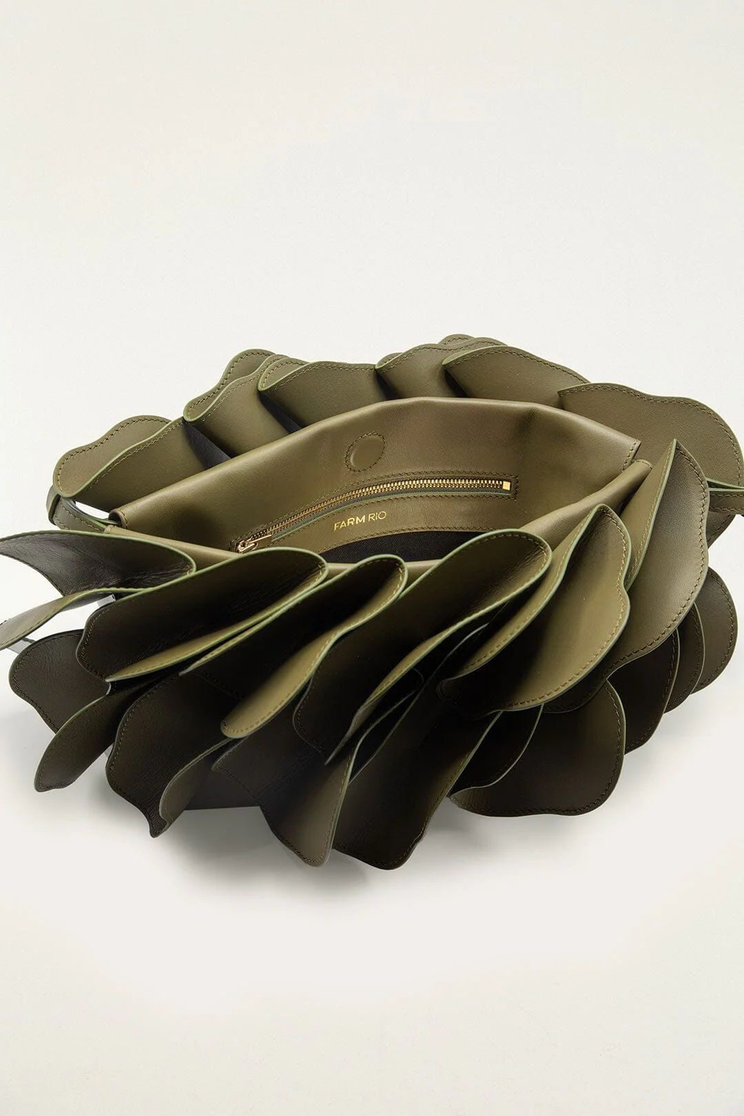 Green Leather Shoulder Flower Bag - Image 3