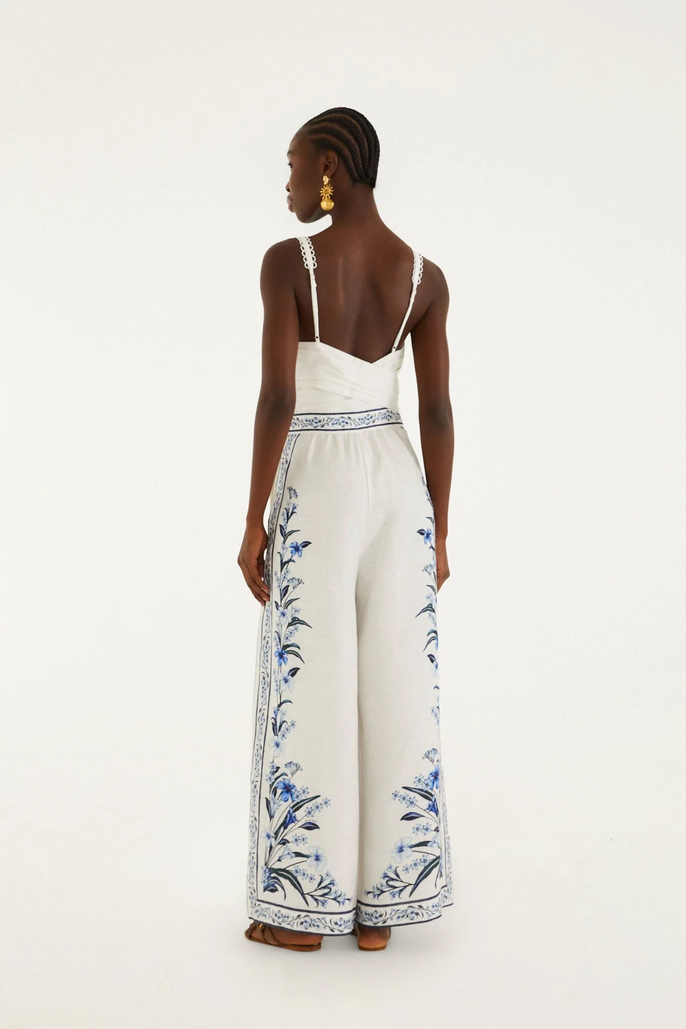 Off-White Flowers Arch Euroflax Premium Linen Maxi Jumpsuit - Image 3