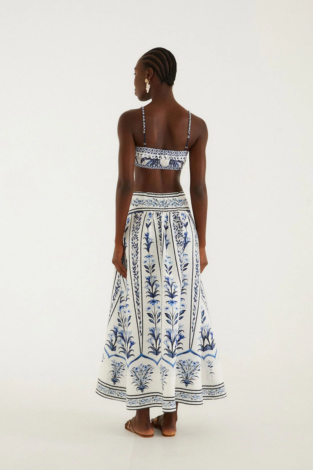 Off-White Flowers Arch Euroflax Premium Linen Maxi Skirt - Image 3