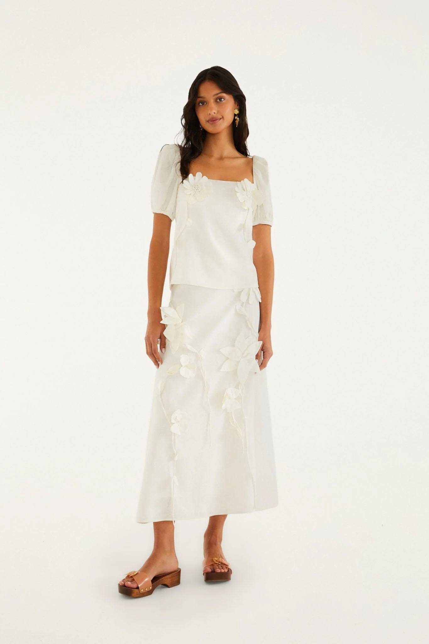Off-White 3d Flowers Puff Sleeve Blouse - Image 4