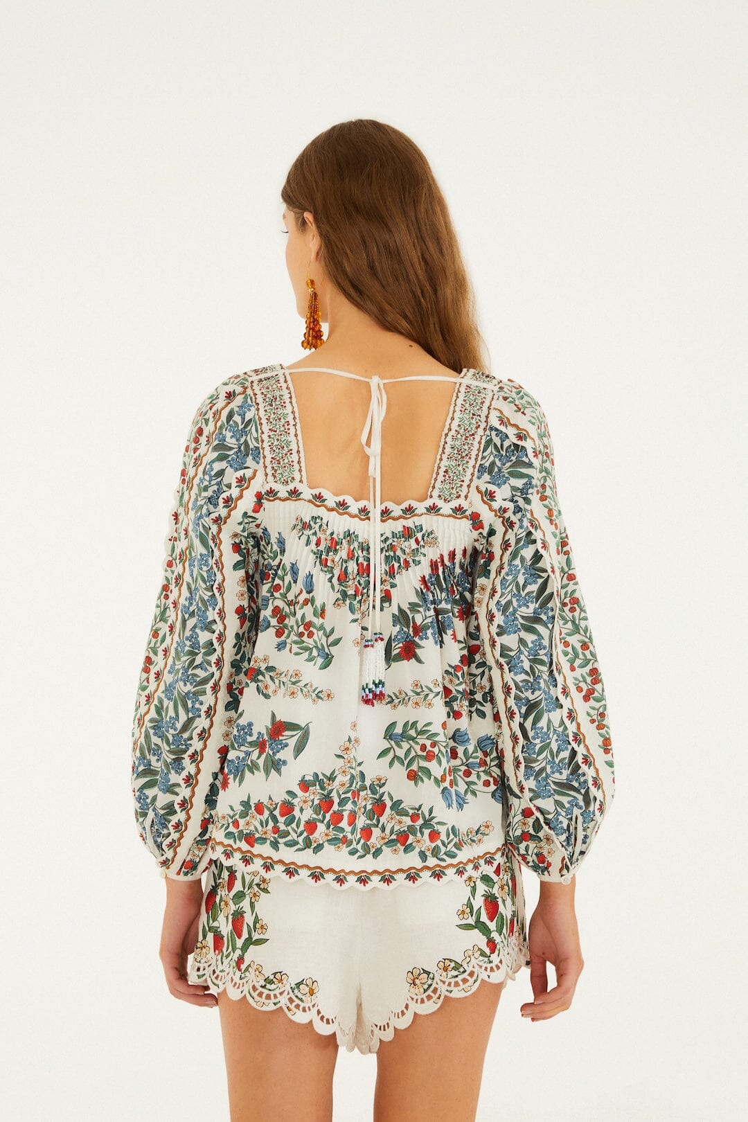 Off-White Fruit Beauty Scarf Organic Cotton Long Sleeve Blouse - Image 3
