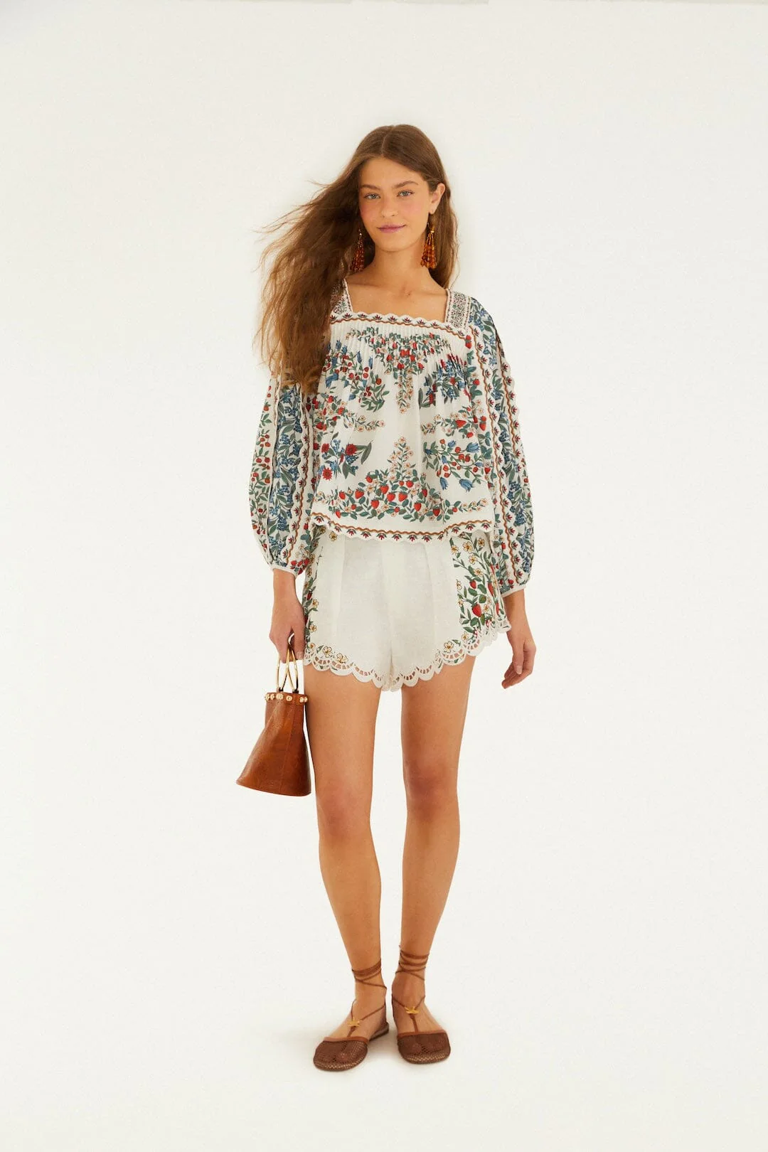 Off-White Fruit Beauty Scarf Organic Cotton Long Sleeve Blouse - Image 4