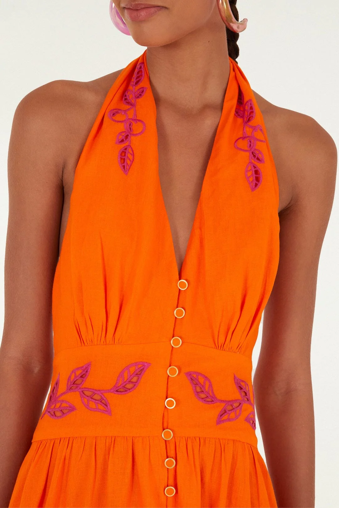 Orange Fruit Richelieu Artisanal Lenzing™ Ecovero™ Euroflax™ Maxi Dress - Image 2