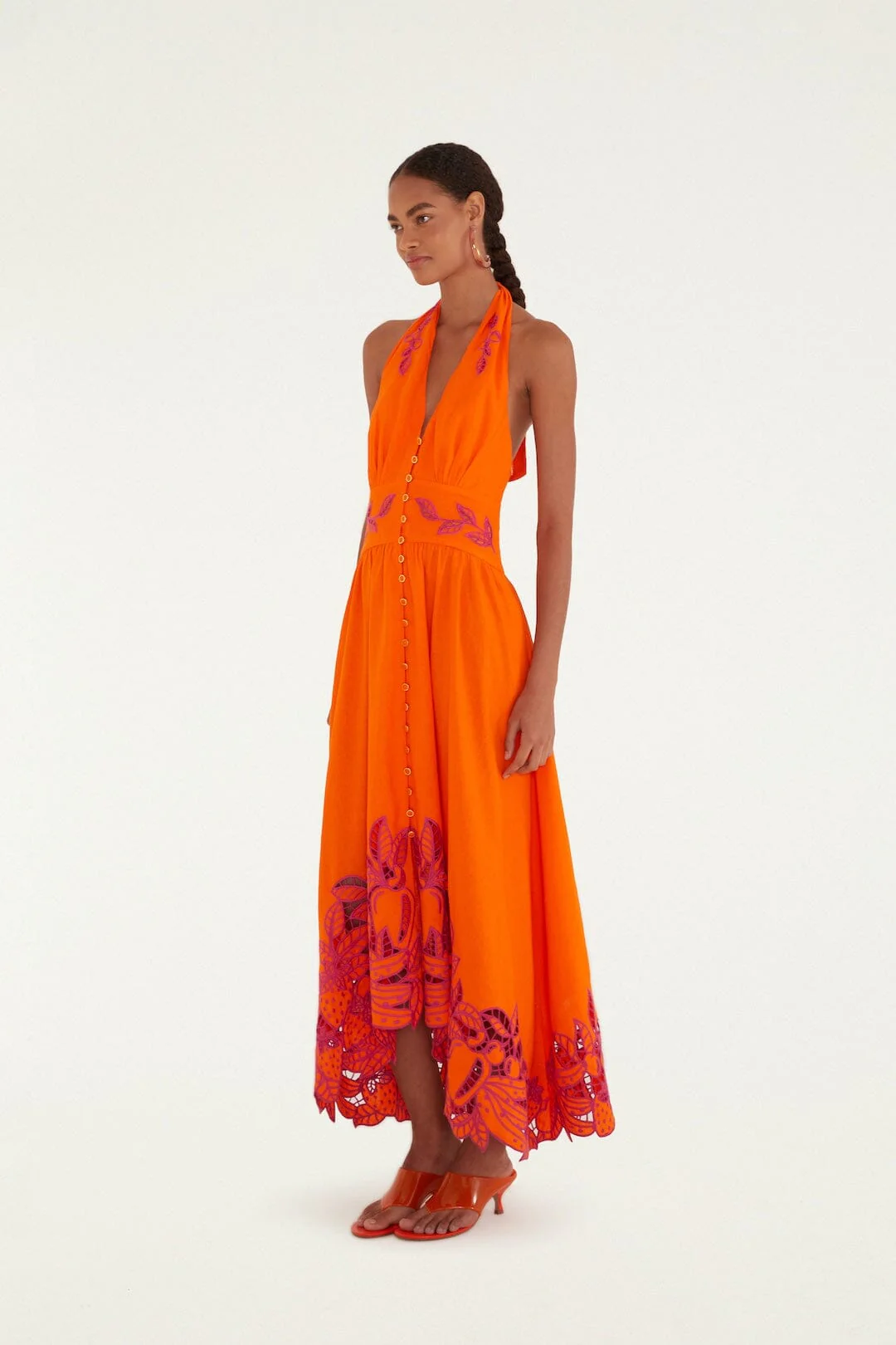 Orange Fruit Richelieu Artisanal Lenzing™ Ecovero™ Euroflax™ Maxi Dress - Image 4