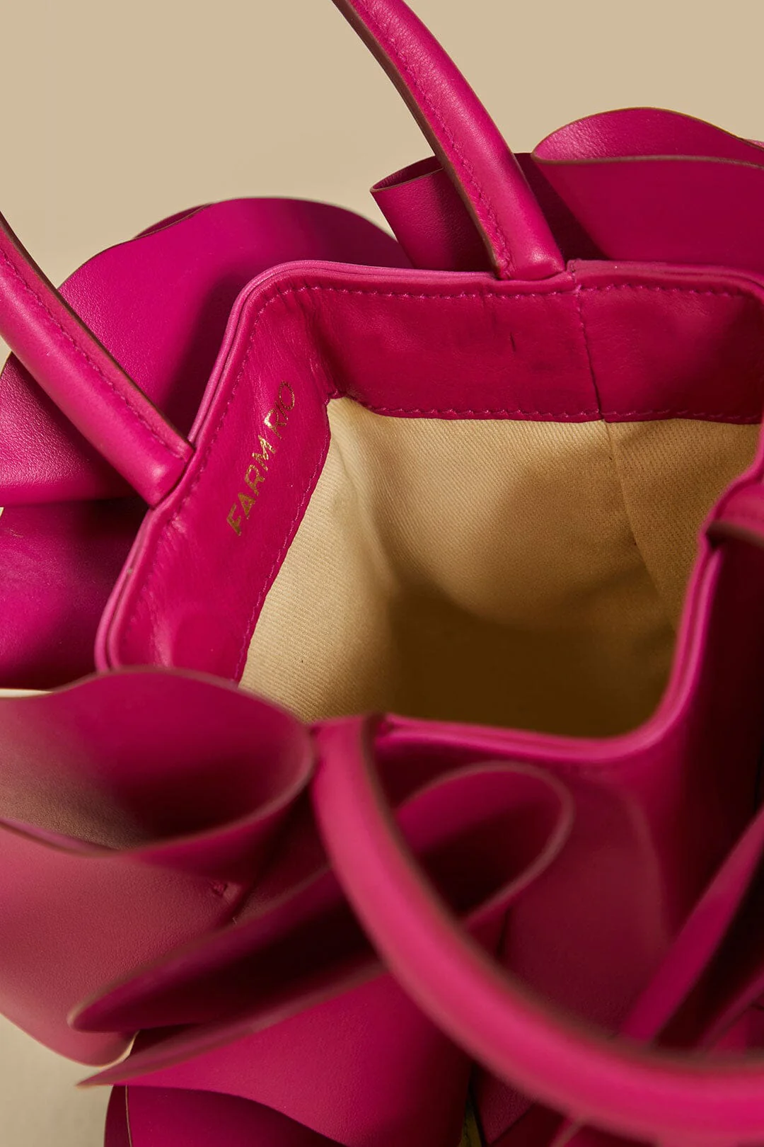 Fuchsia Leather Flower Bag - Image 3