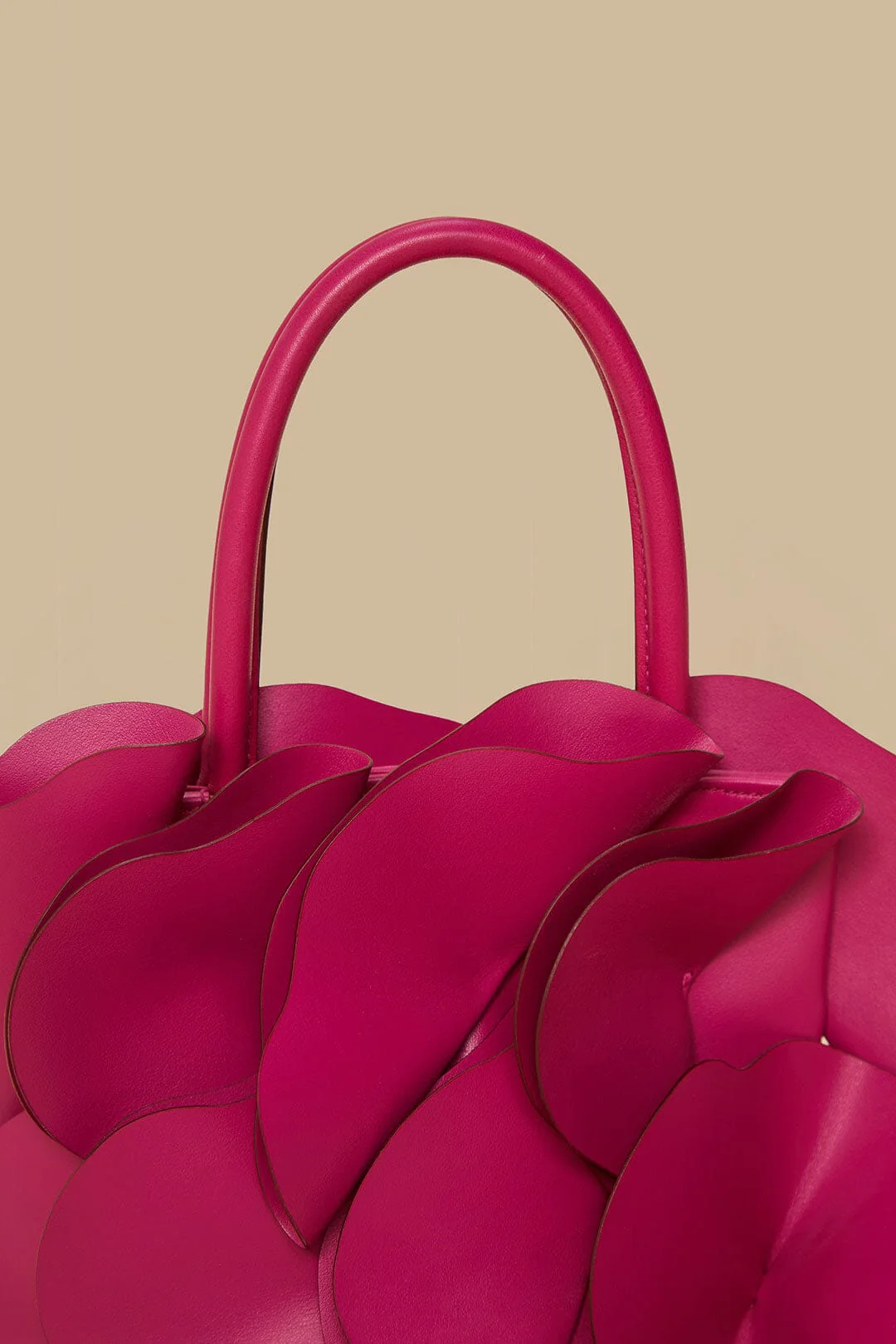 Fuchsia Leather Flower Bag - Image 4