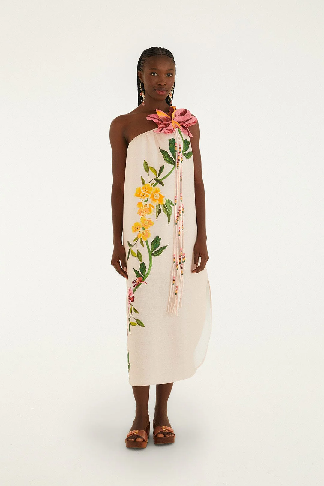 Pink Garden Terrace 3d One-Shoulder Maxi Dress - Image 3
