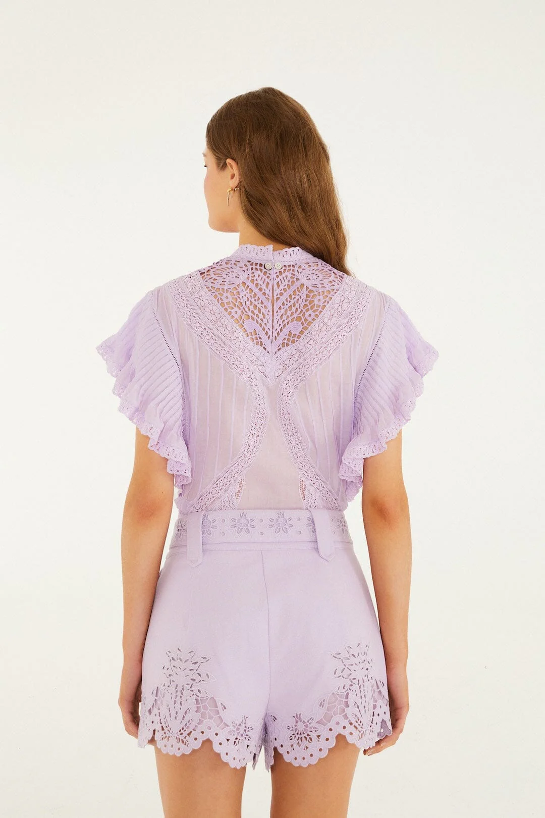 Lilac Geometric Richelieu Twill Belted Shorts - Image 3