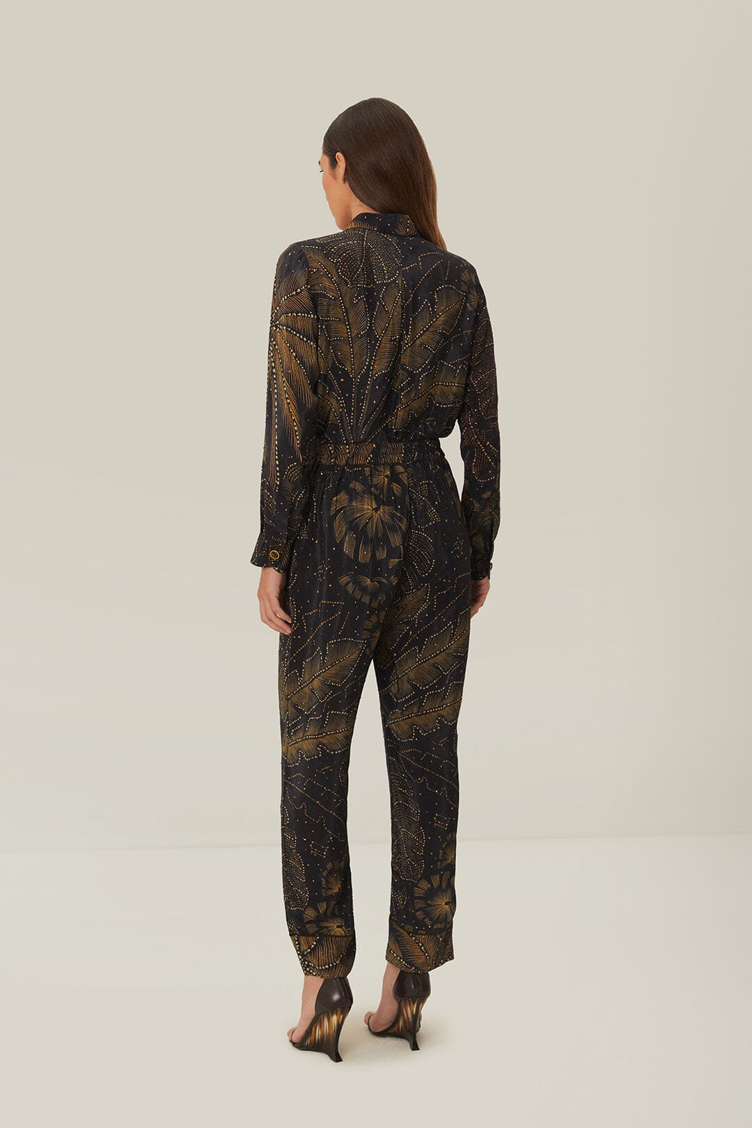 Black Golden Foliage Pajama Pants - Image 4