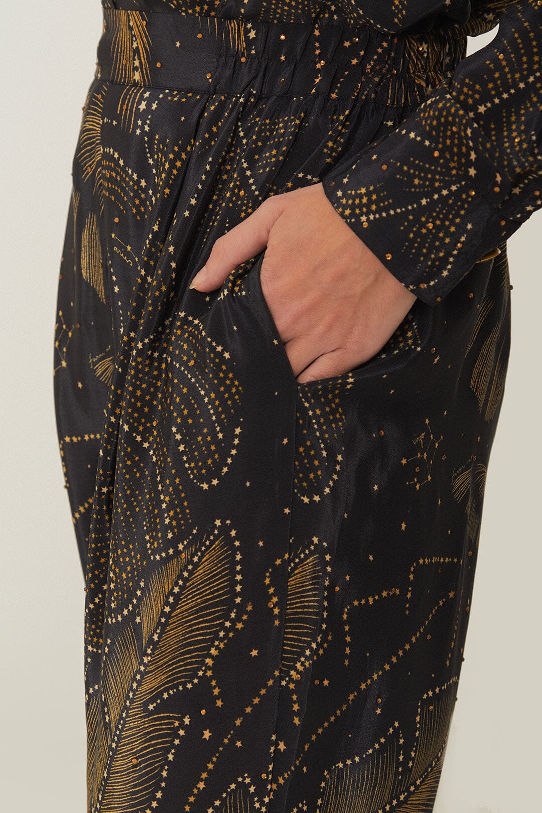 Black Golden Foliage Pajama Pants - Image 5