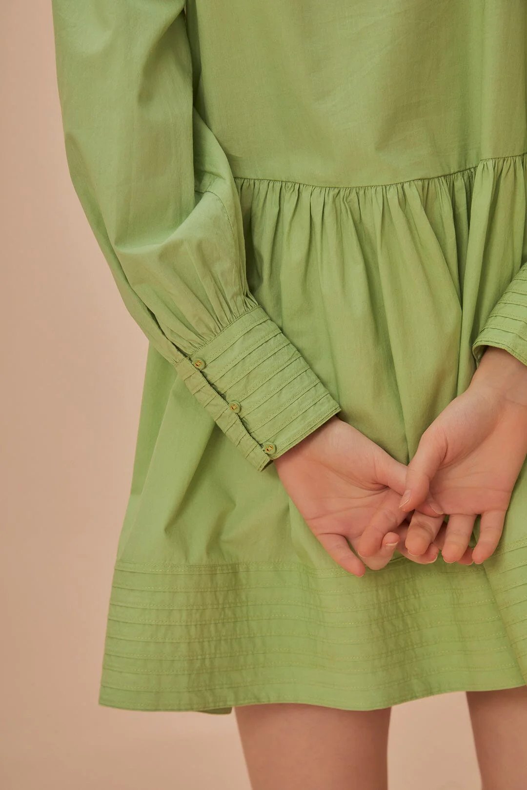 Green Open Yoke Mini Dress - Image 5