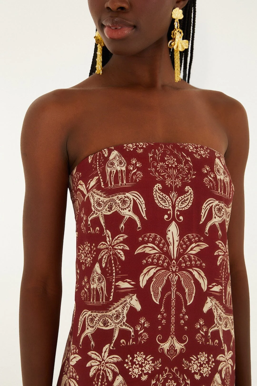 Dark Red Haras Sleeveless Lenzing™ Ecovero™ Viscose Maxi Dress - Image 2