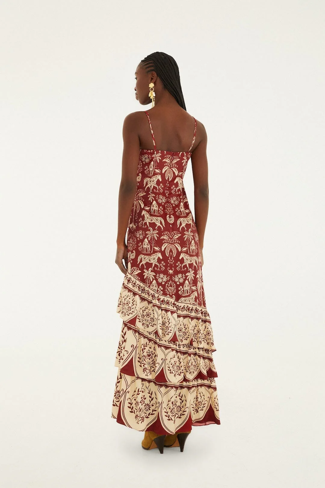 Dark Red Haras Sleeveless Lenzing™ Ecovero™ Viscose Maxi Dress - Image 3