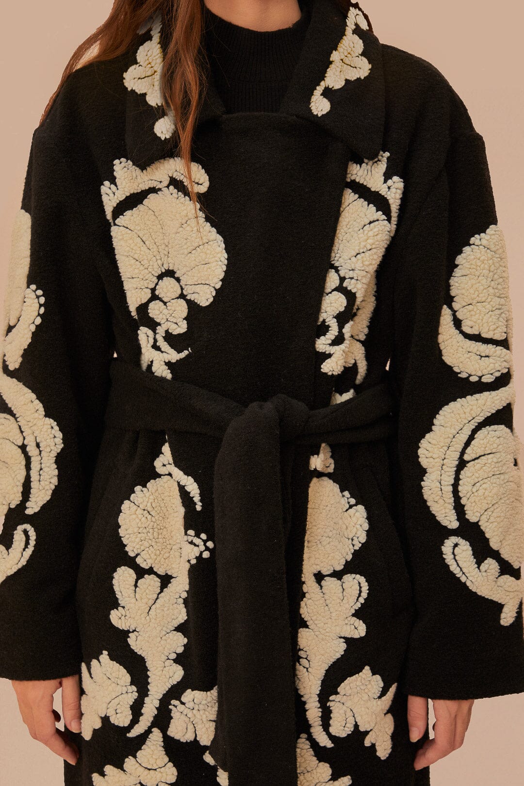 Black And White Helen Fleece Coat - Image 4