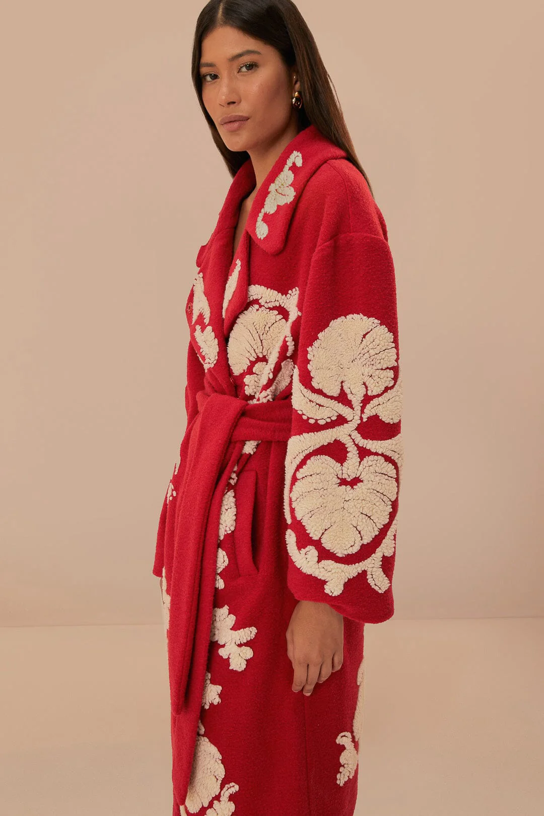 Red Helen Fleece Coat - Image 5