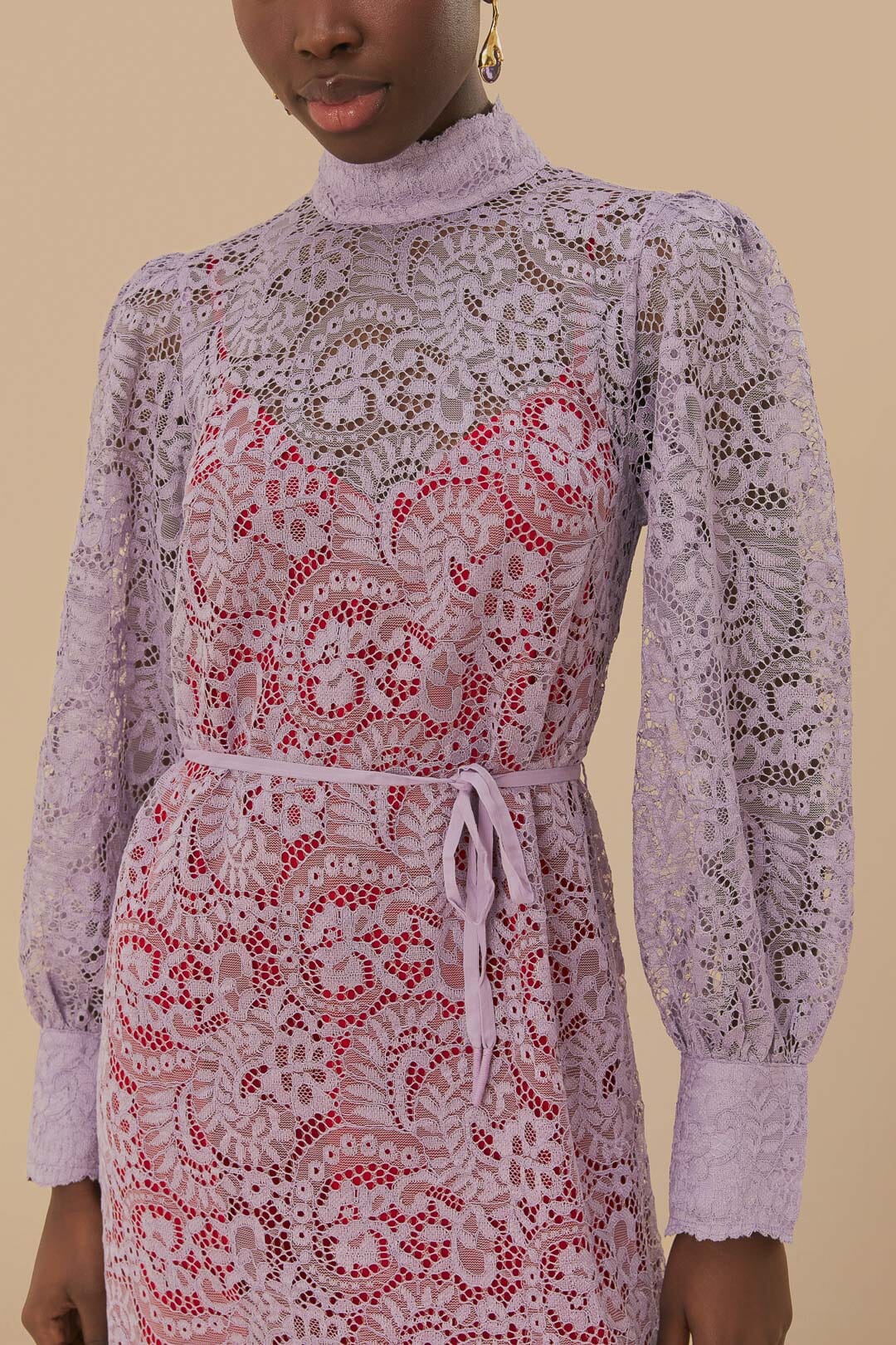 Lilac Lace Midi Dress - Image 2