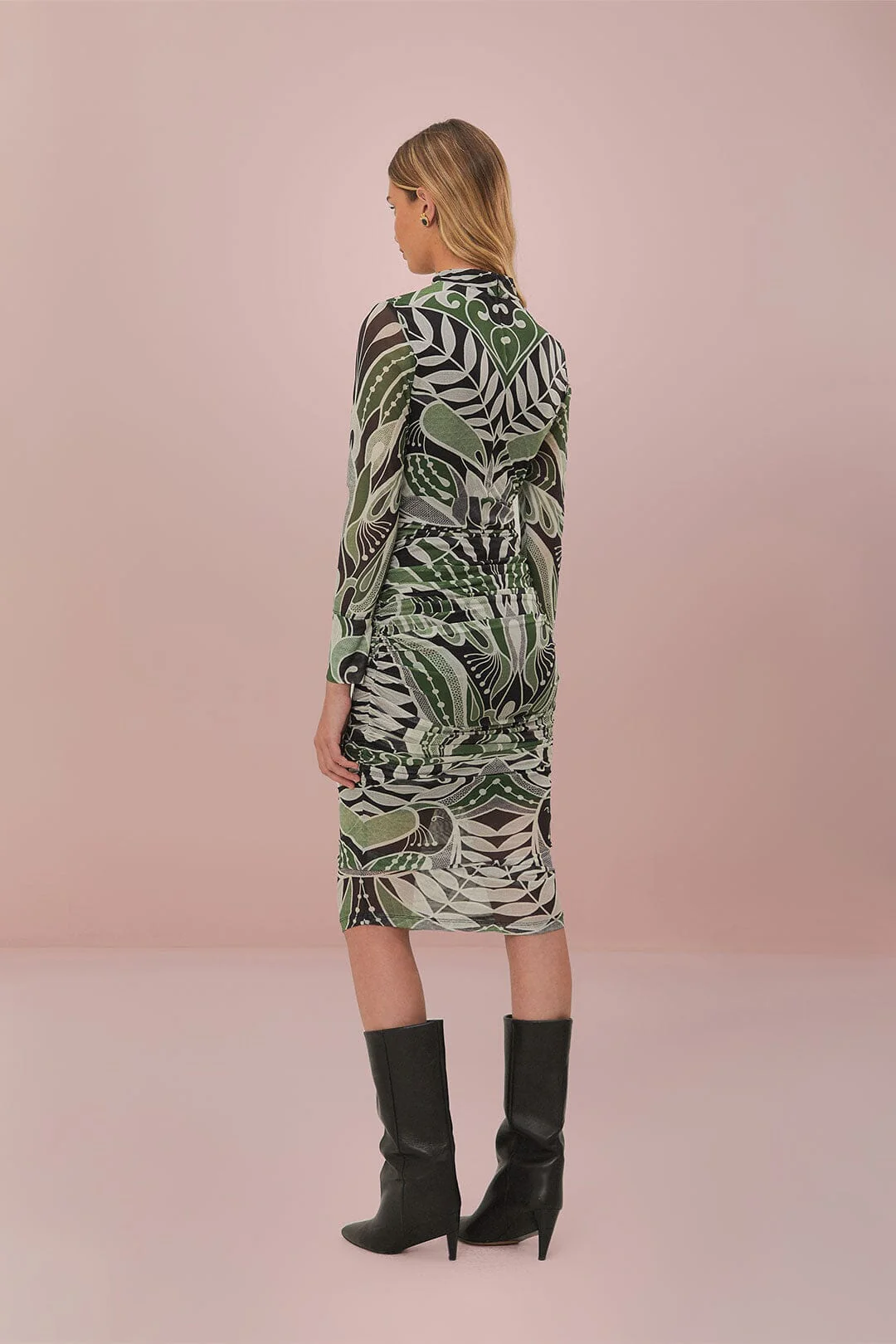 Black Lace Nature Tulle Midi Dress - Image 3
