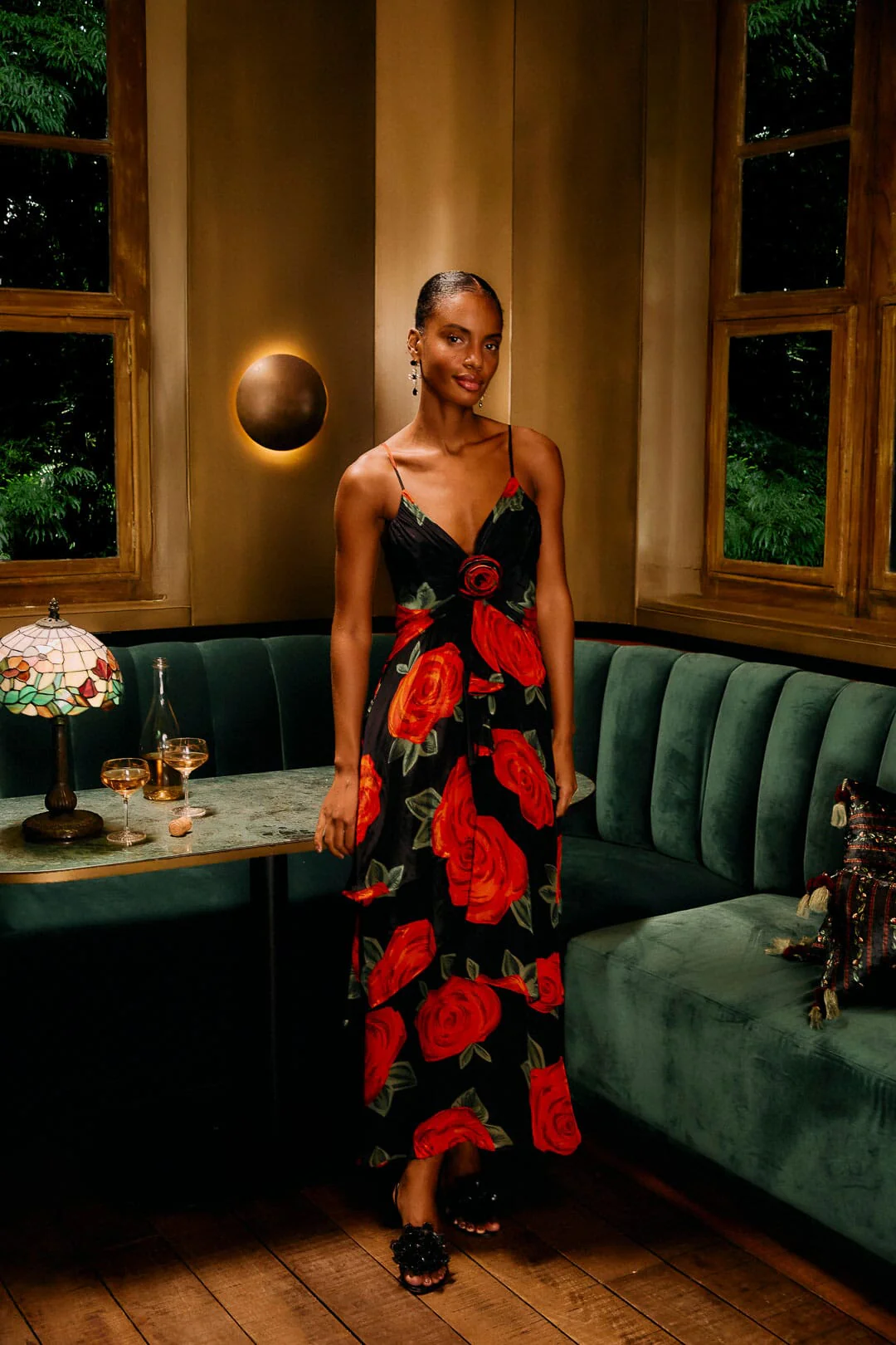 Black Latin Roses 3d Flower Layered Maxi Dress - Image 3