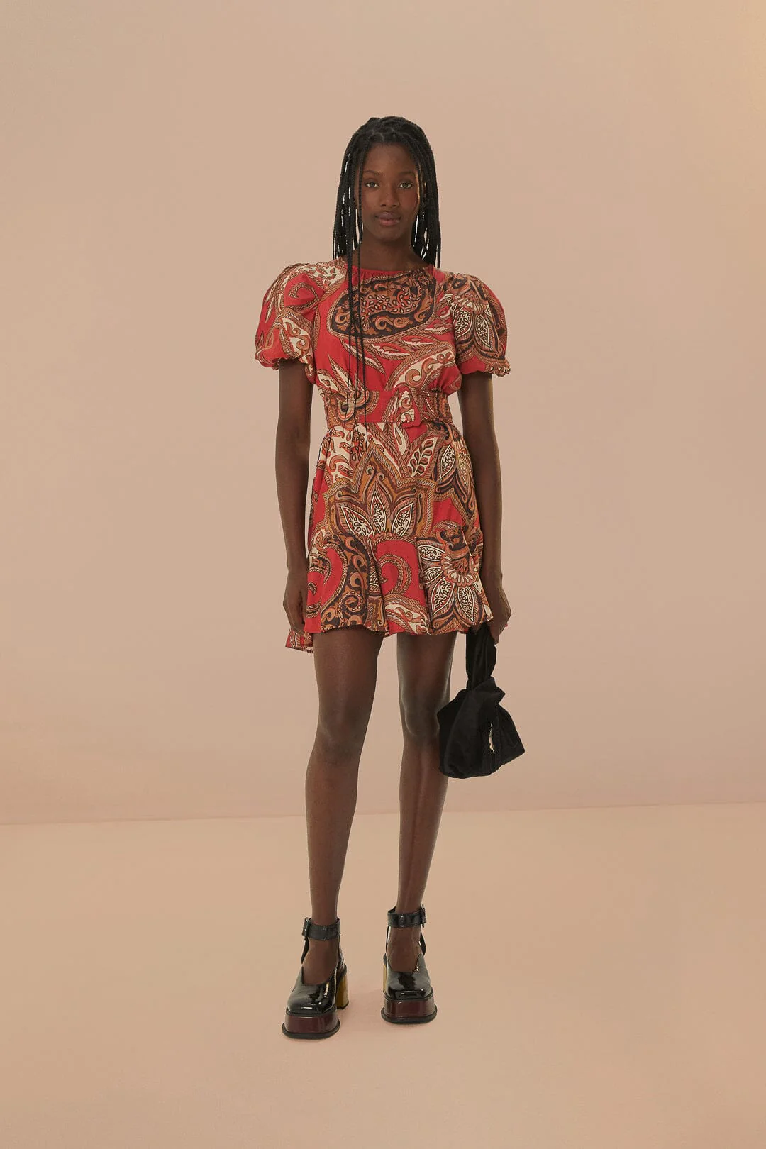 Leopard Paisley Burgundy Mini Dress - Image 2